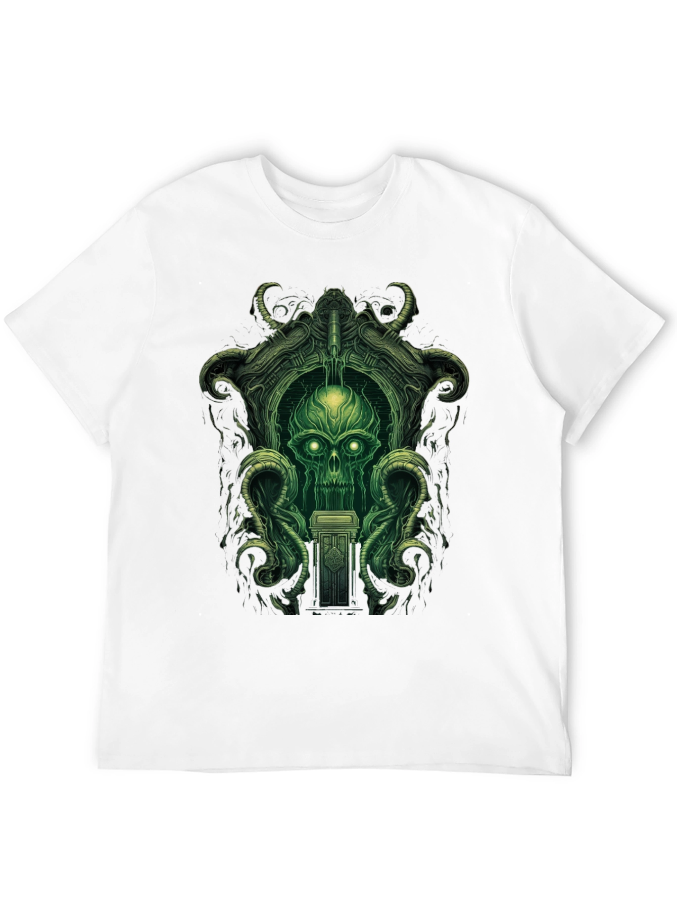 Eerie Green Skull Graphic Tee