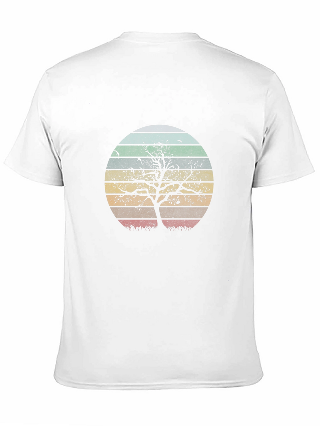 Retro Sunset Tree Graphic Tee - Black Cotton Blend