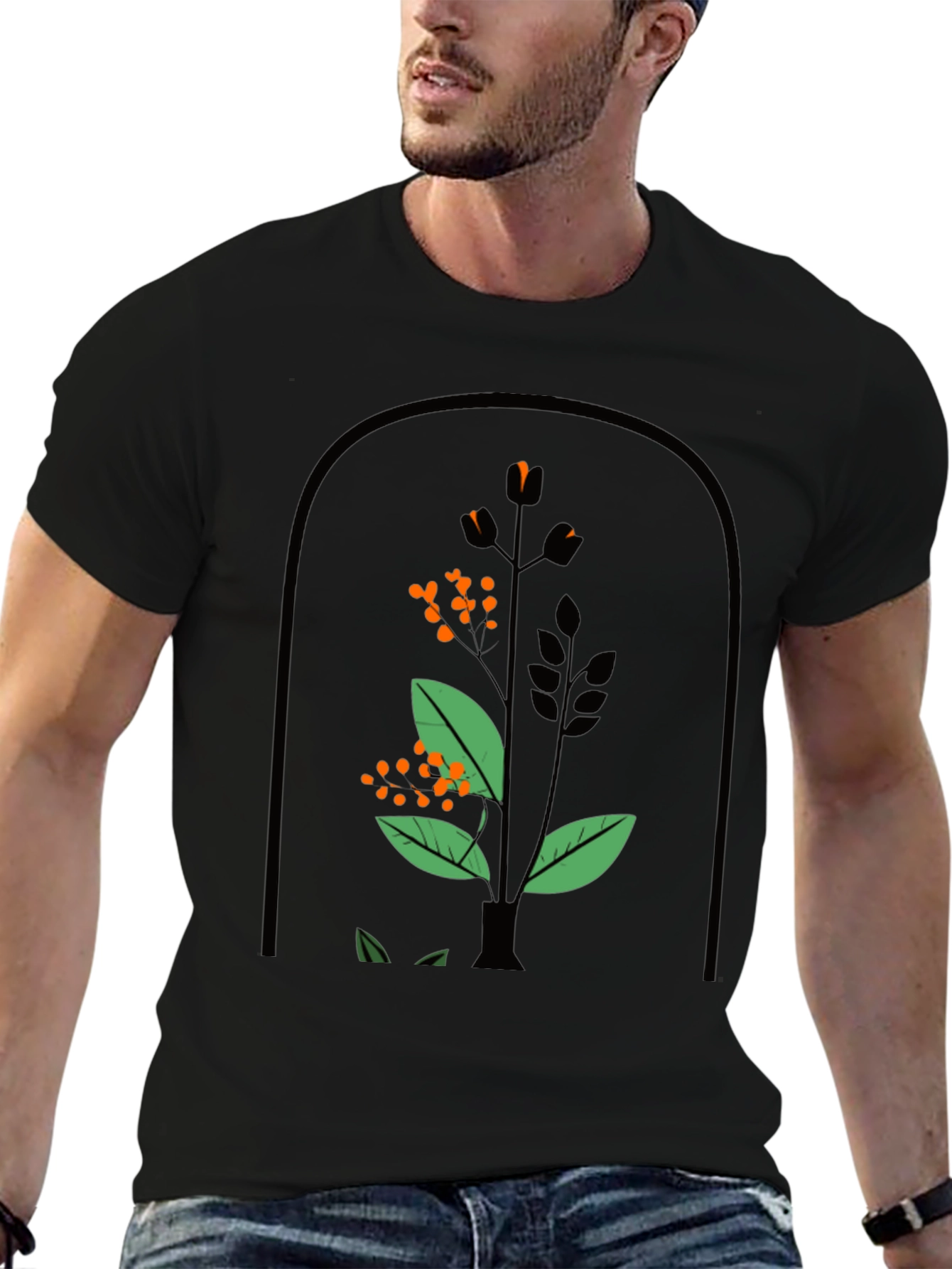 Botanical Graphic Tee - Black Unisex T-Shirt