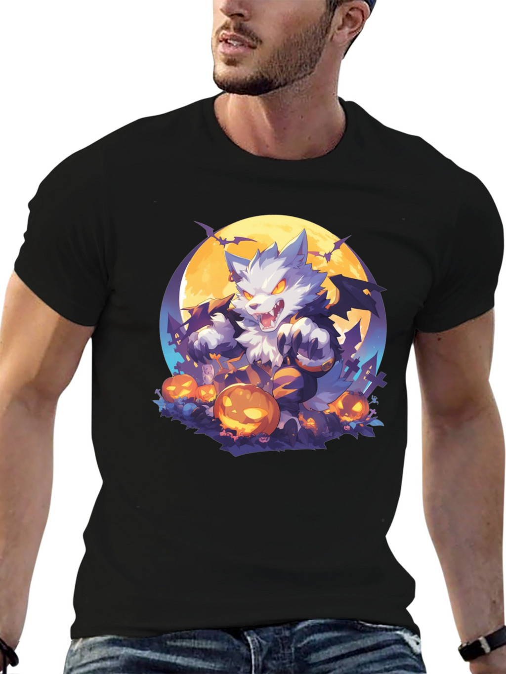 Halloween Wolf T-Shirt - Spooky Season Style