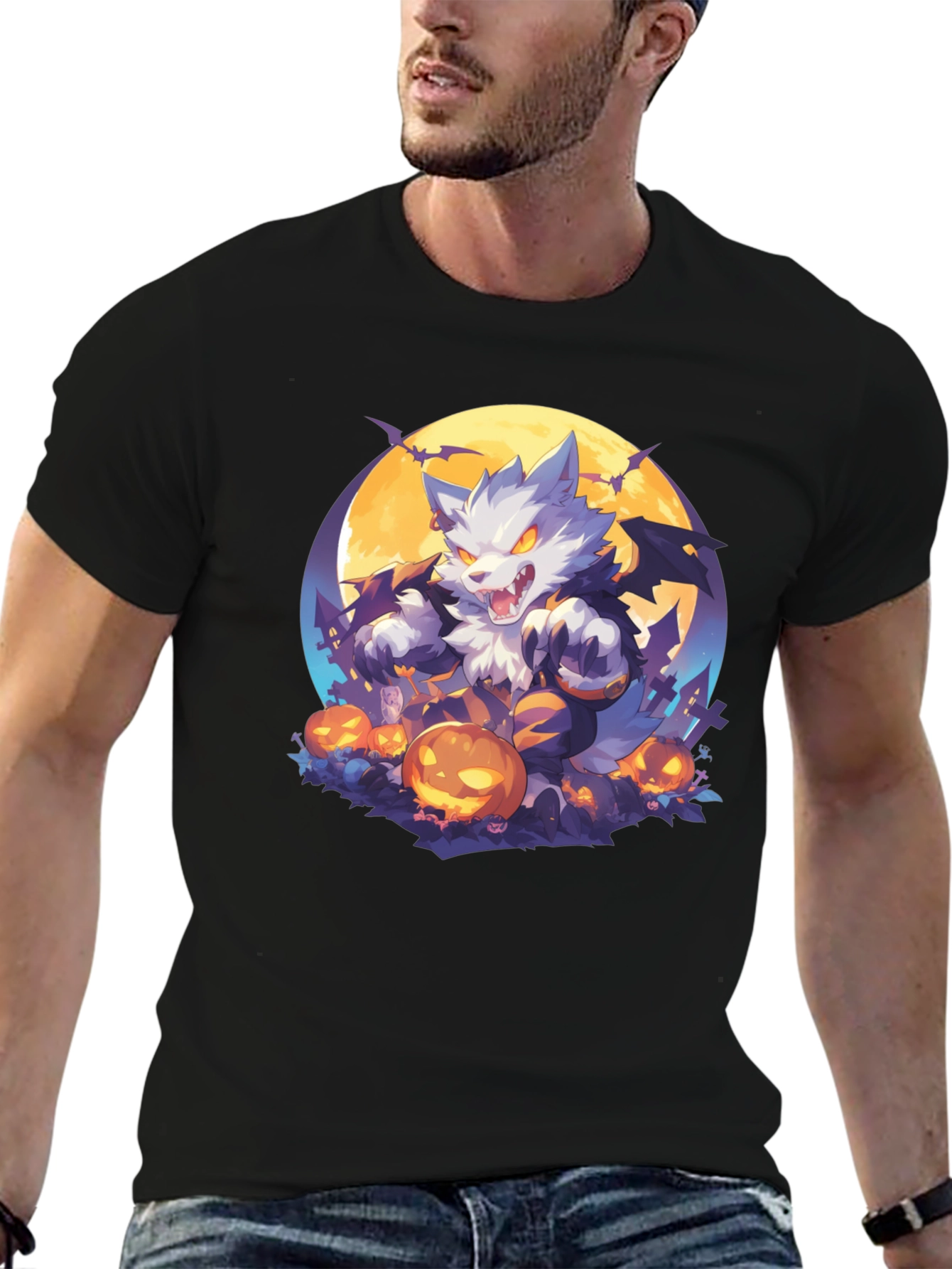 Halloween Wolf T-Shirt - Spooky Season Style
