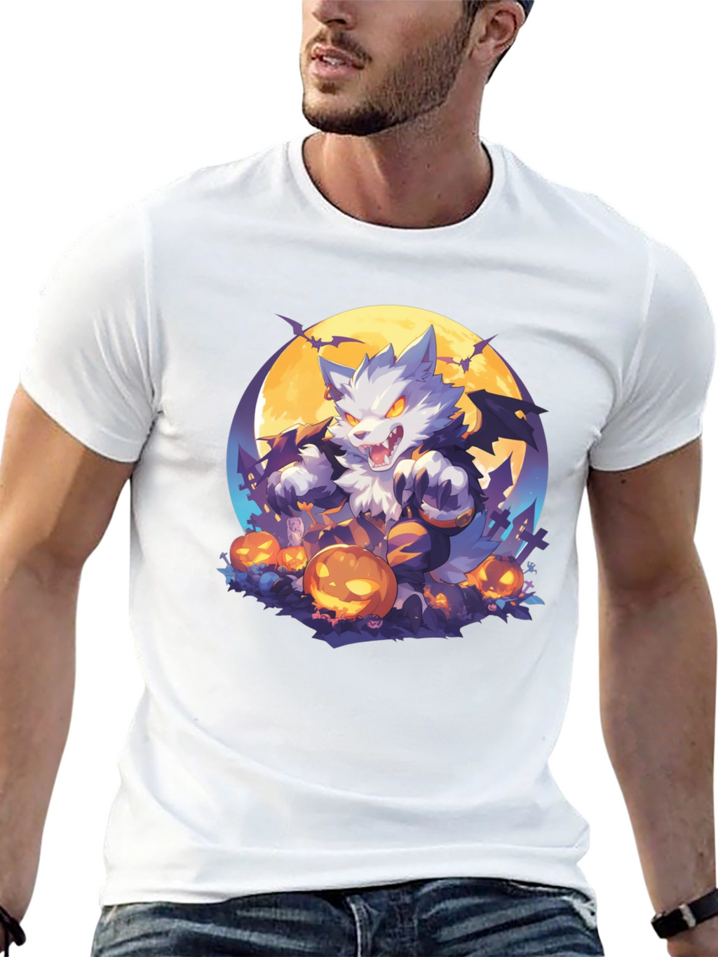 Halloween Wolf T-Shirt - Spooky Season Style
