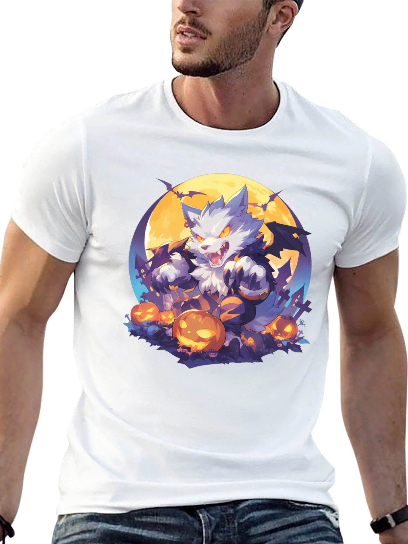 Halloween Wolf T-Shirt - Spooky Season Style
