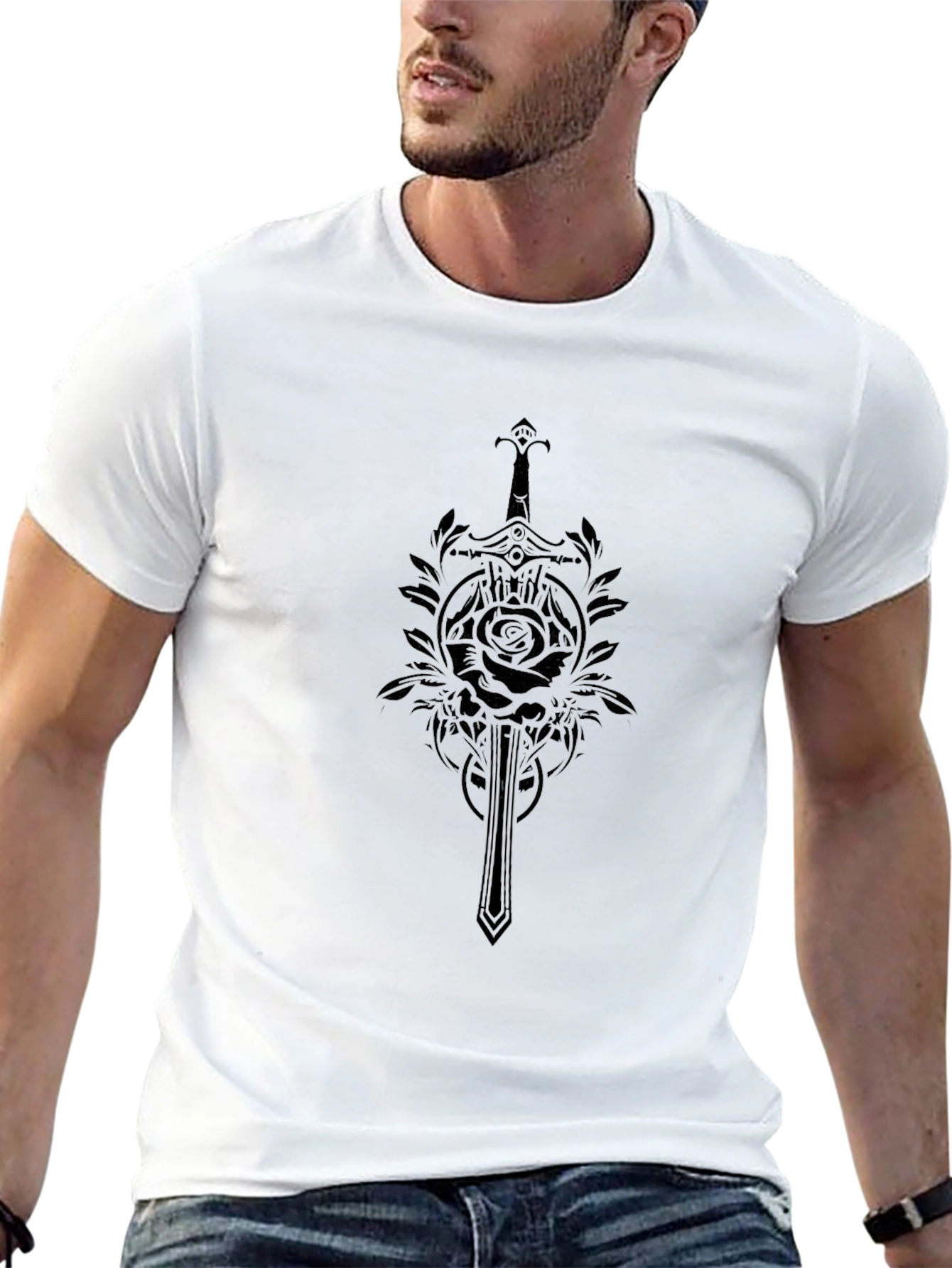 Black Rose and Sword Graphic Tee