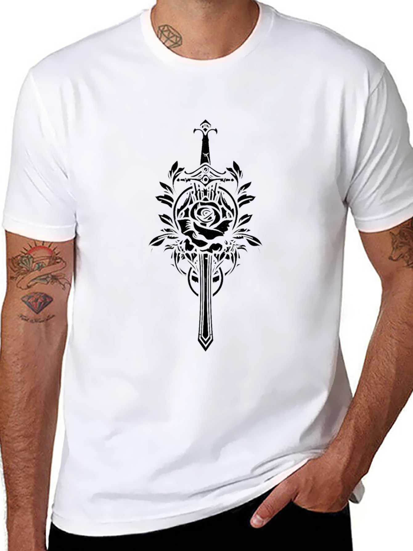 Black Rose and Sword Graphic Tee
