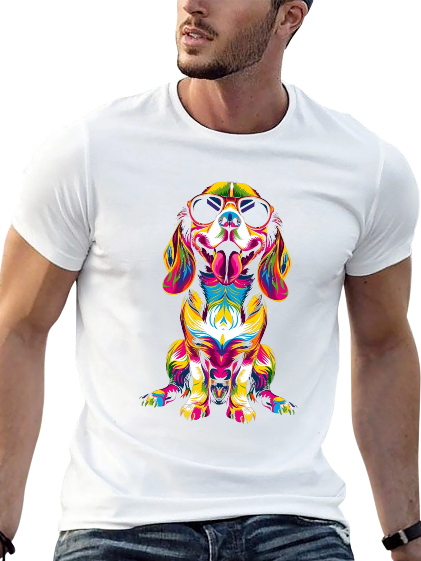 Cool Dog Graphic Tee - Vivid Art Design