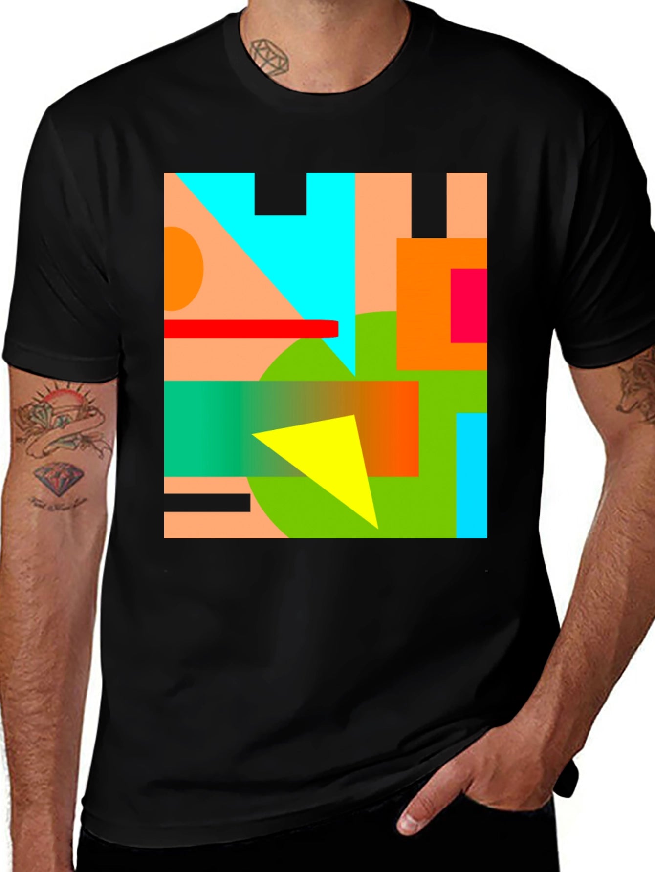 Abstract Geometric Graphic Tee - Modern Art Shirt