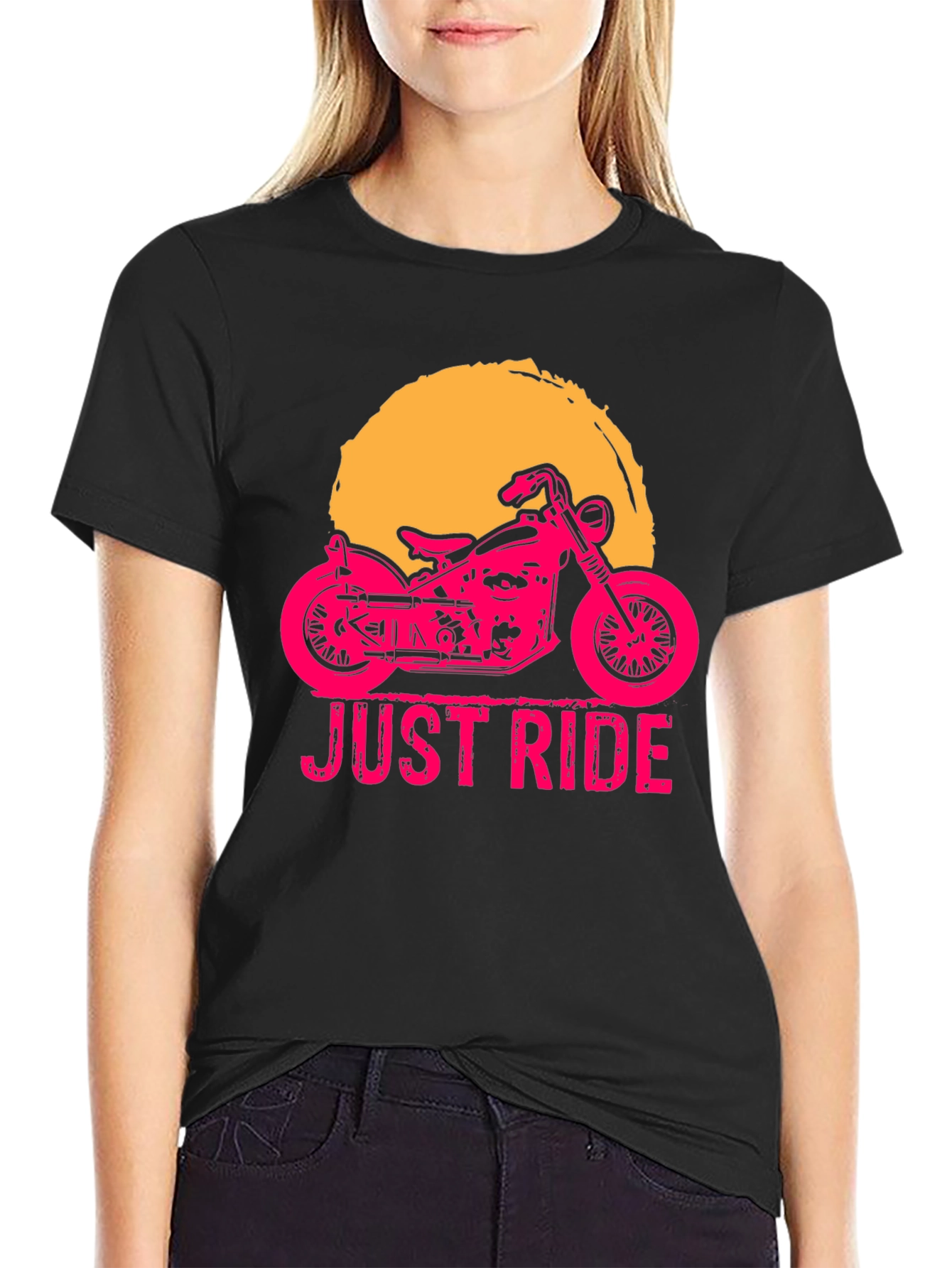 Just Ride Motorcycle Graphic Tee - Stylish Black T-Shirt
