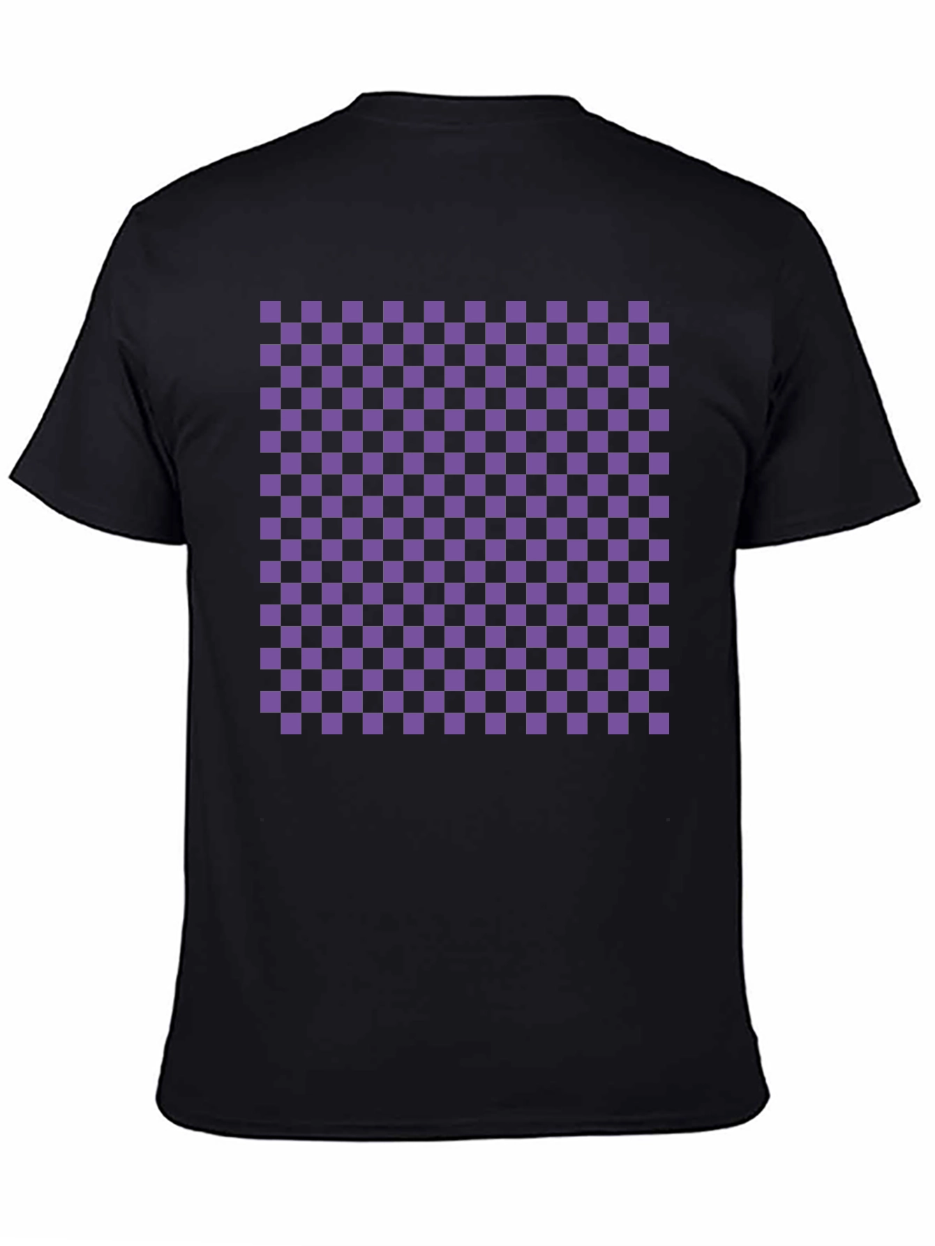 Checkerboard Tee - Black with Purple Squares