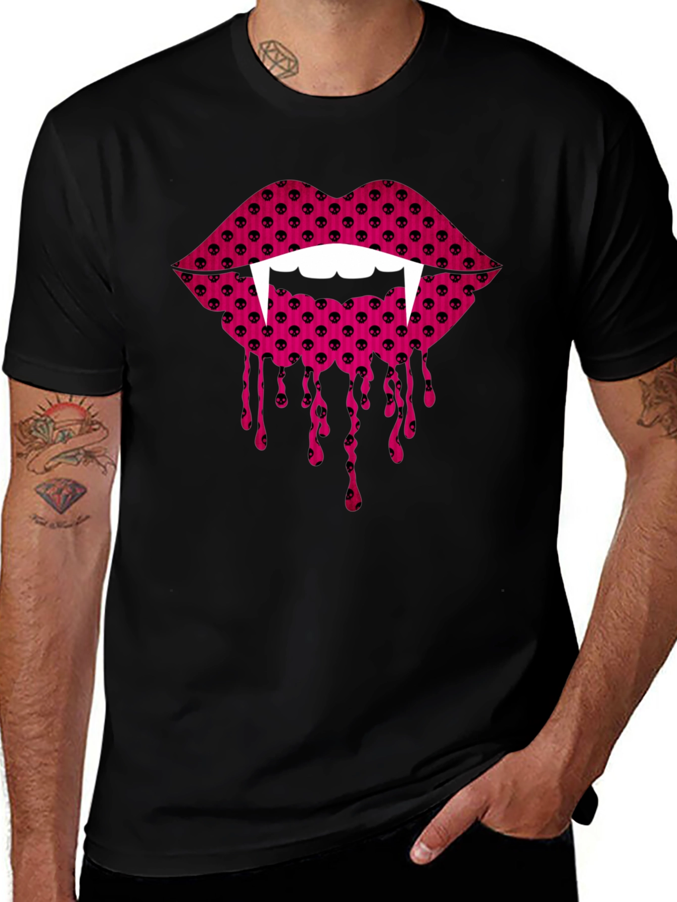 Vampire Lips Graphic Tee - Halloween Fashion