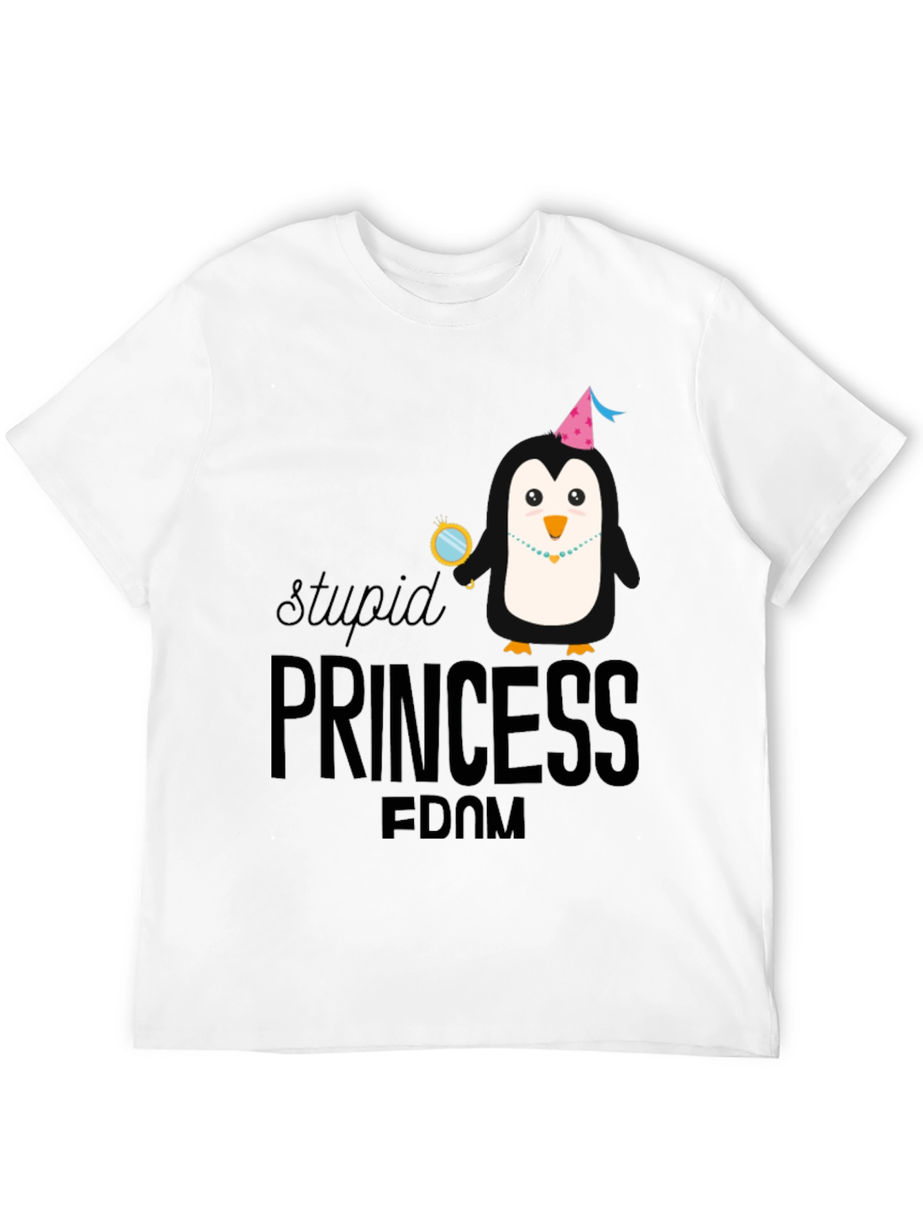 Stupid Princess Penguin T-Shirt - Black Cotton Tee