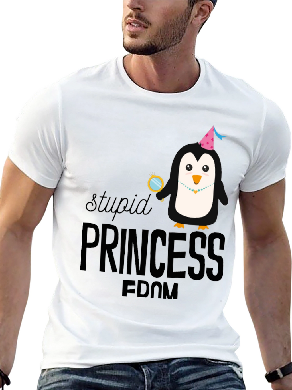 Stupid Princess Penguin T-Shirt - Black Cotton Tee