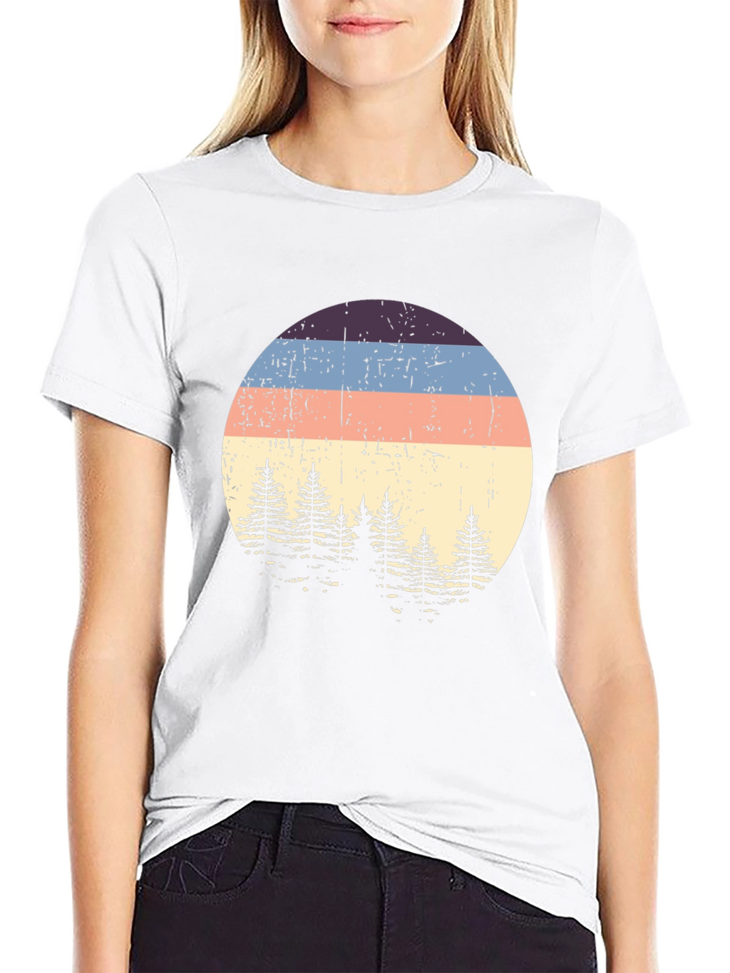Retro Sunset Pine Tree Graphic Tee