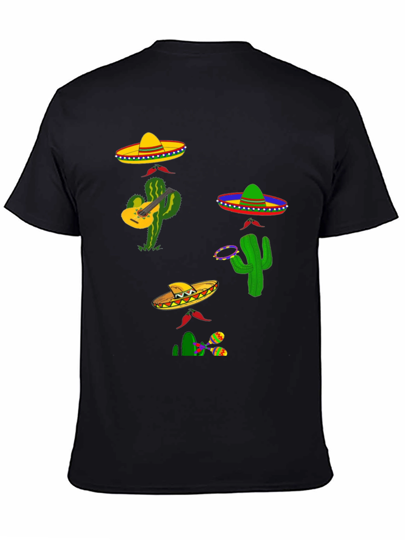 Festive Fiesta T-Shirt: Sombreros Cacti and Musical Fun
