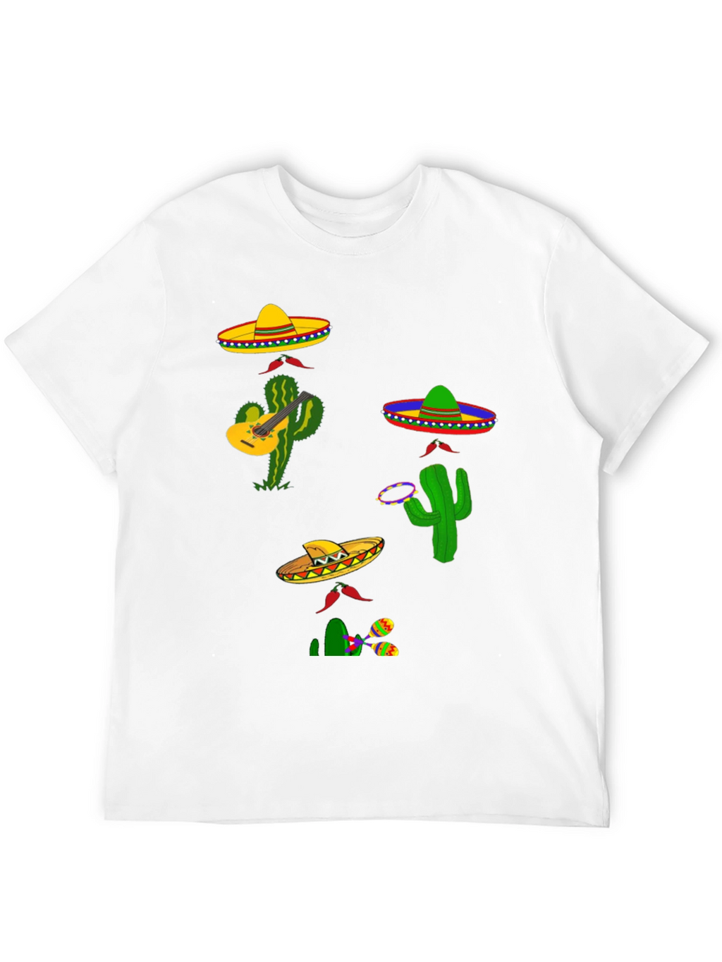 Festive Fiesta T-Shirt: Sombreros Cacti and Musical Fun