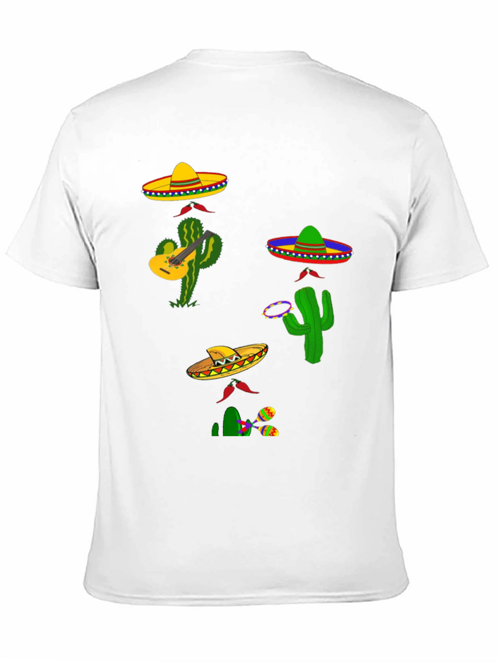 Festive Fiesta T-Shirt: Sombreros Cacti and Musical Fun