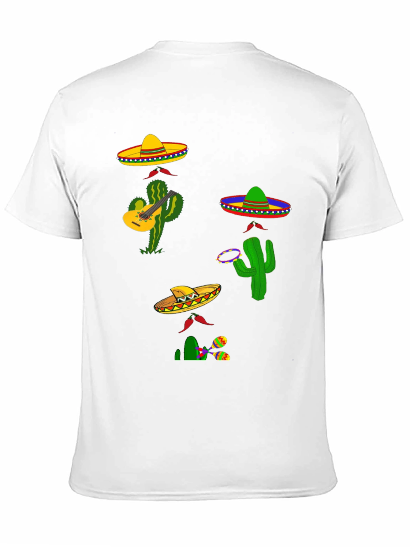 Festive Fiesta T-Shirt: Sombreros Cacti and Musical Fun