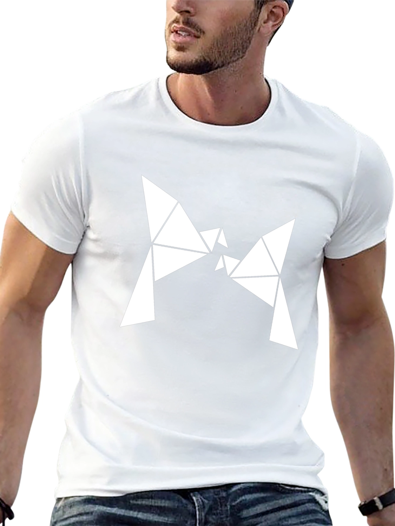 Geometric Triangle Bowtie Graphic Tee - Modern Minimalist Design