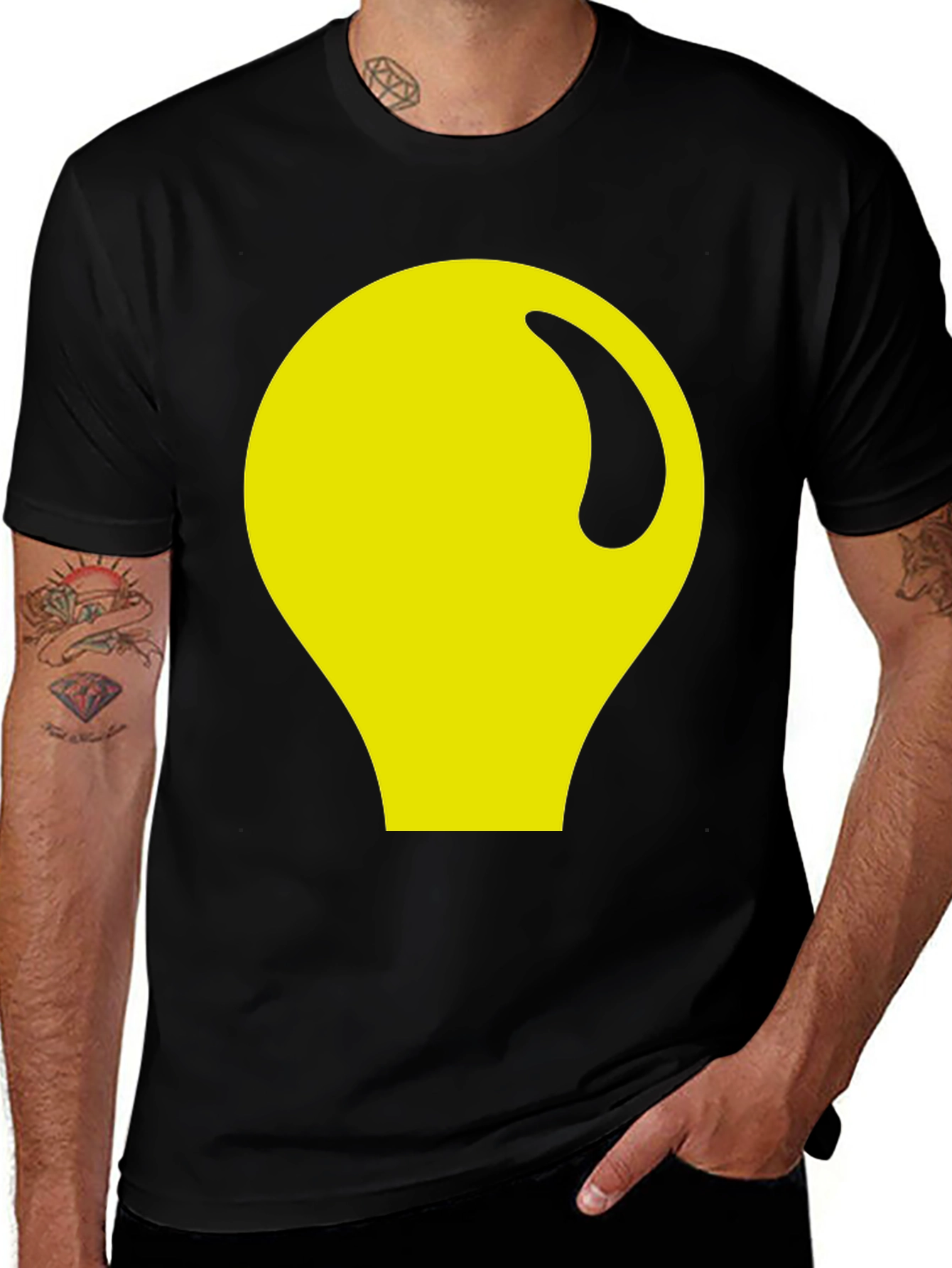 Abstract Yellow Graphic Black Tee