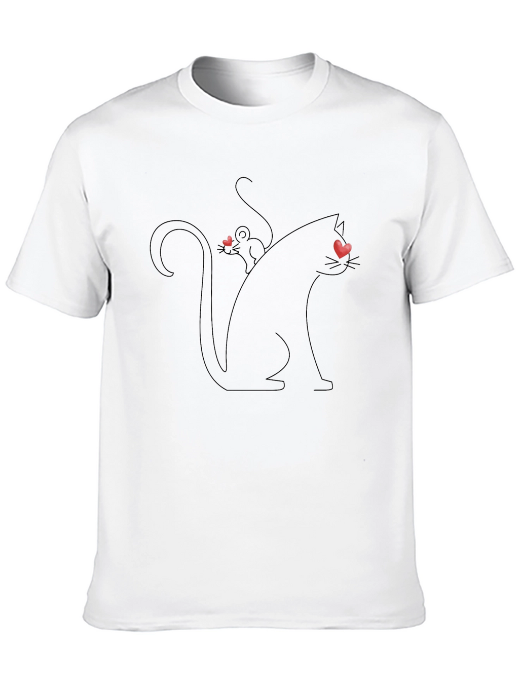 Cat and Mouse Heart Eyes Black T-Shirt