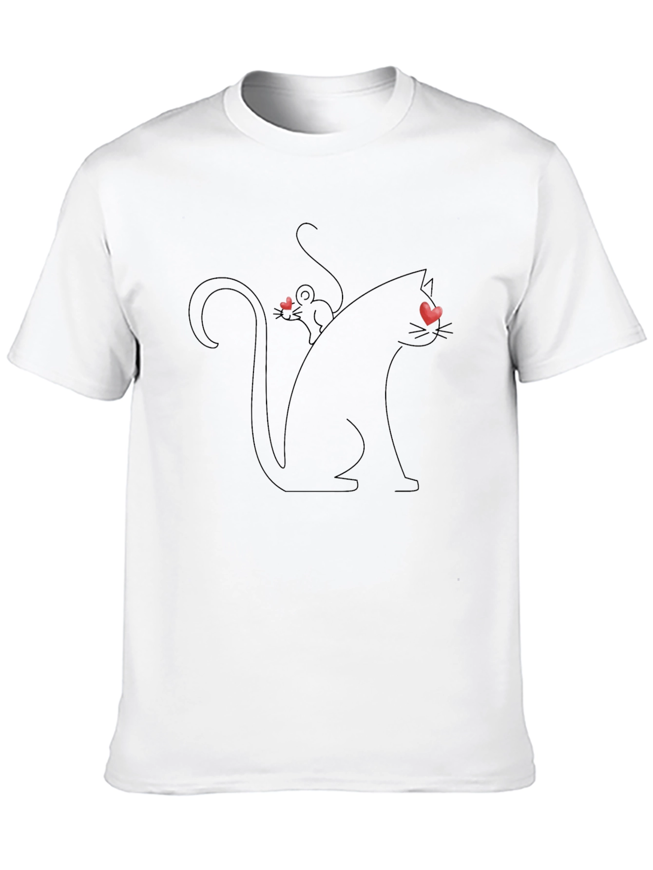 Cat and Mouse Heart Eyes Black T-Shirt