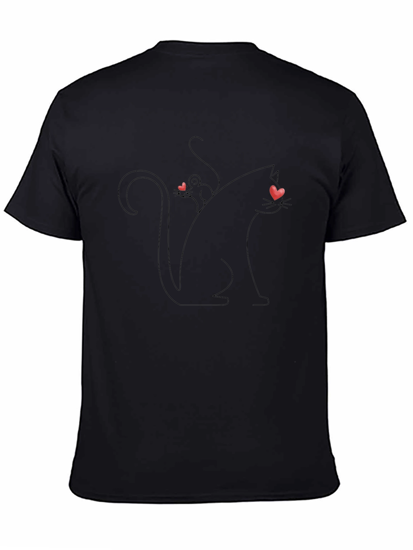 Cat and Mouse Heart Eyes Black T-Shirt