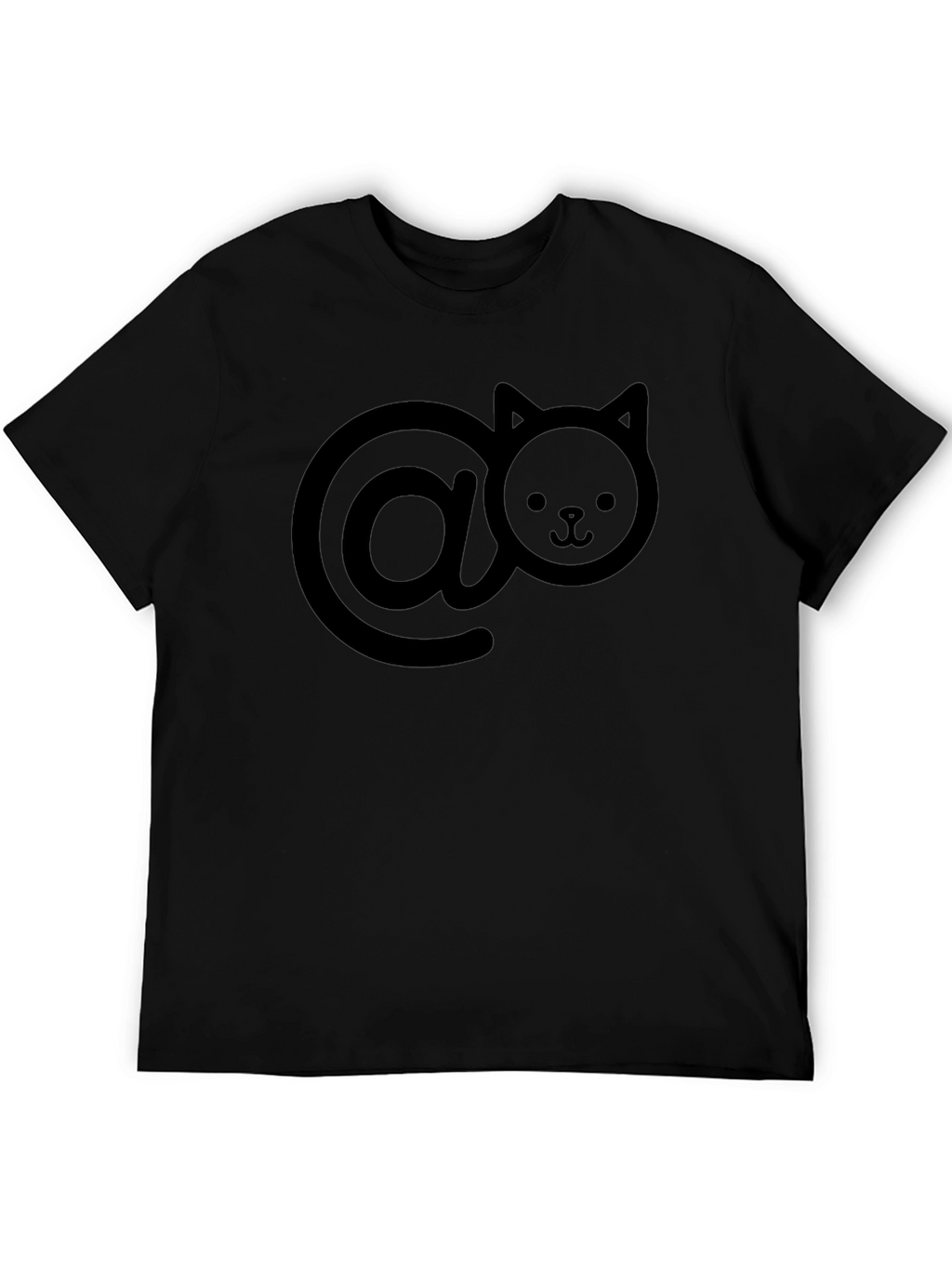Cute Cat At Symbol T-Shirt - Black Casual Style