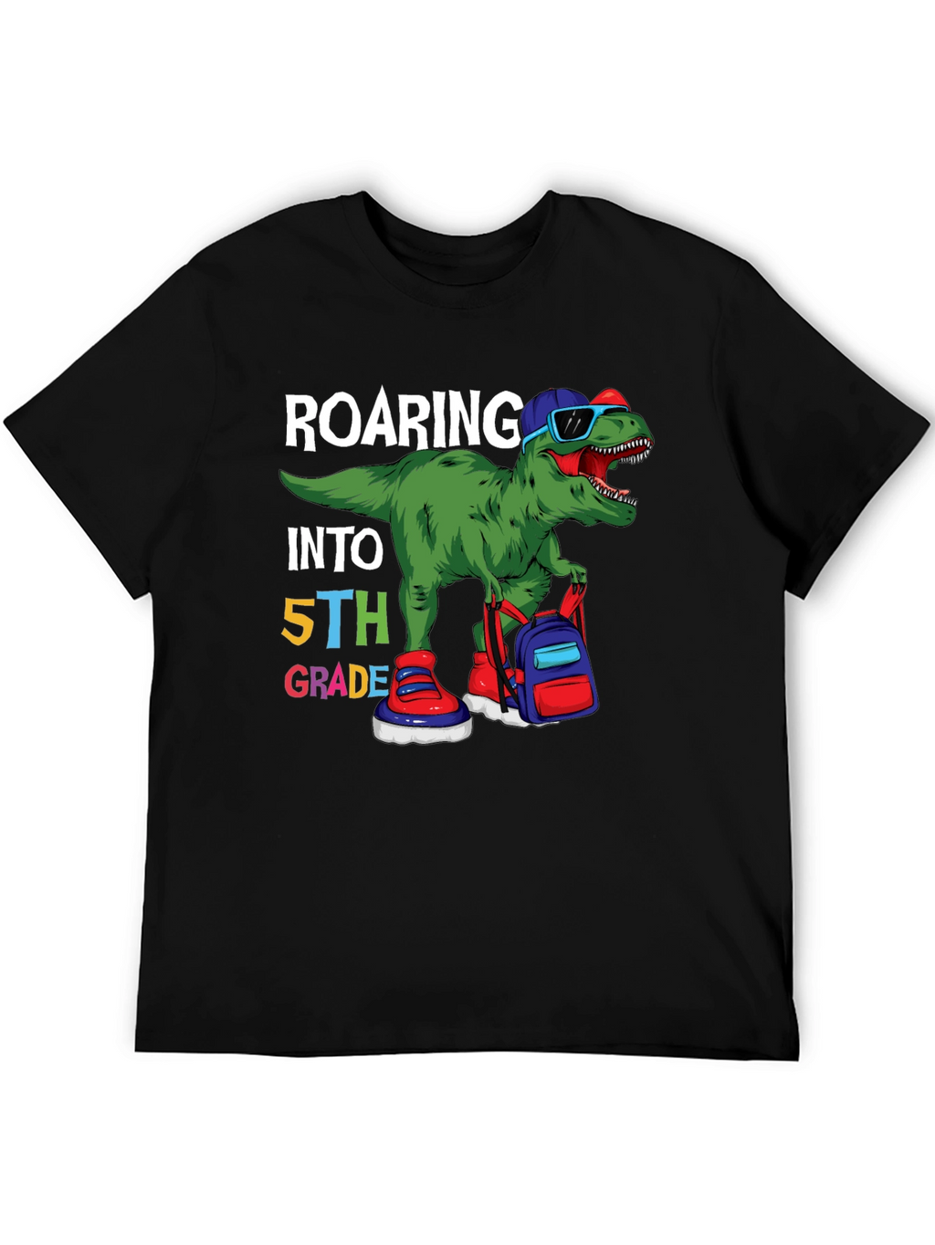 Roaring Into 5th Grade Dinosaur T-Shirt