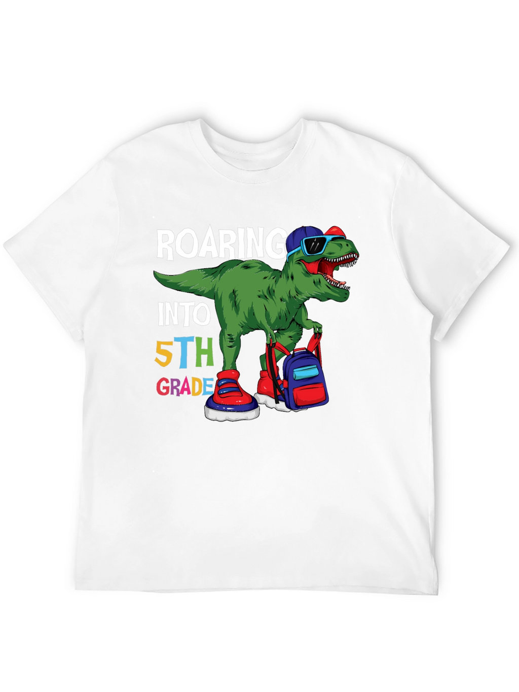 Roaring Into 5th Grade Dinosaur T-Shirt