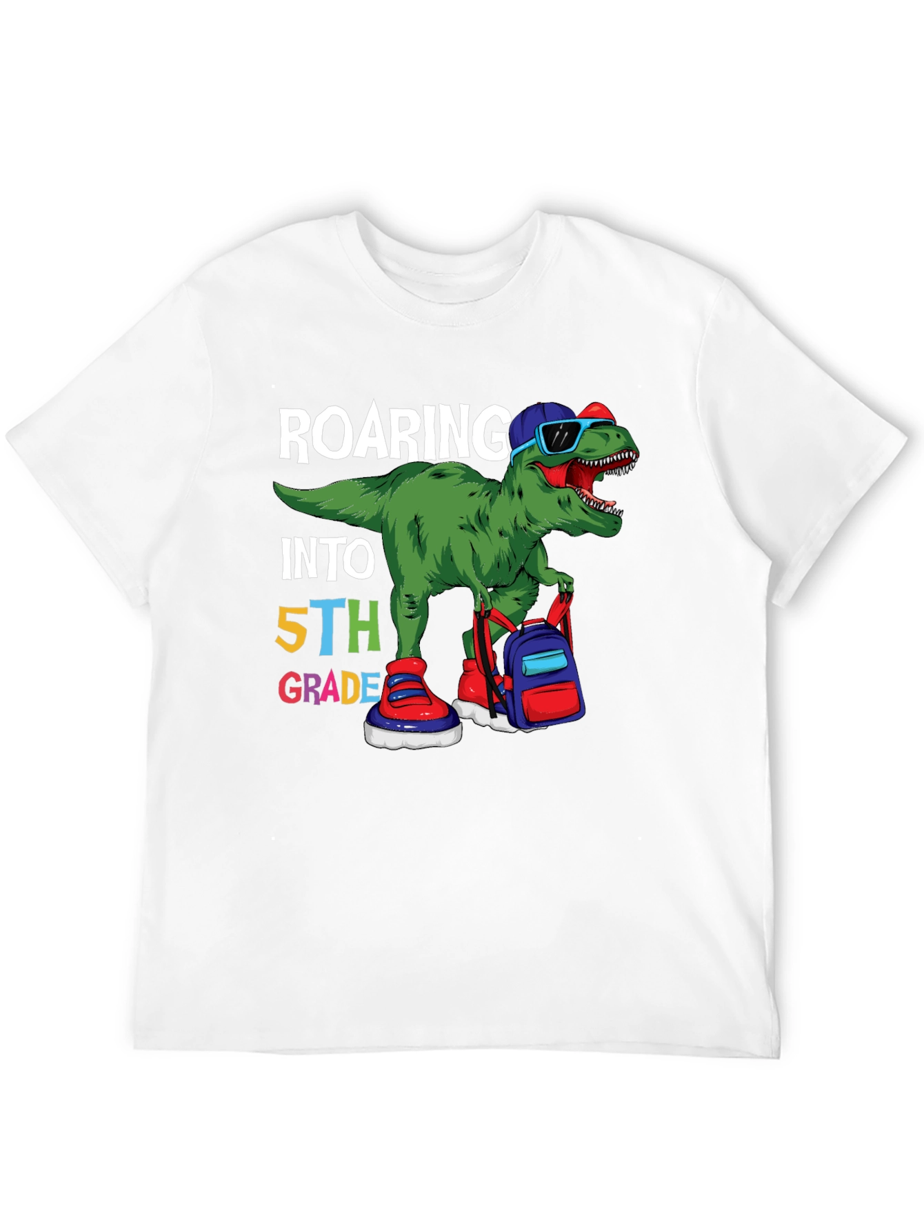 Roaring Into 5th Grade Dinosaur T-Shirt
