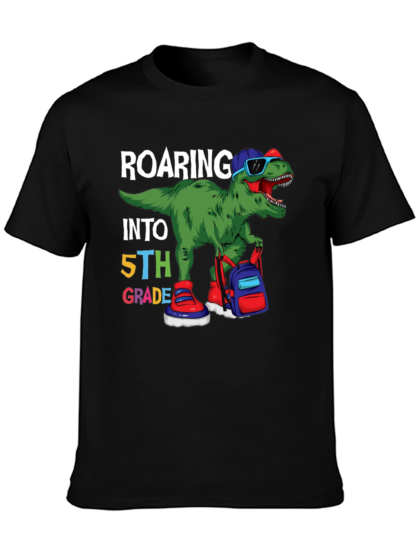 Roaring Into 5th Grade Dinosaur T-Shirt