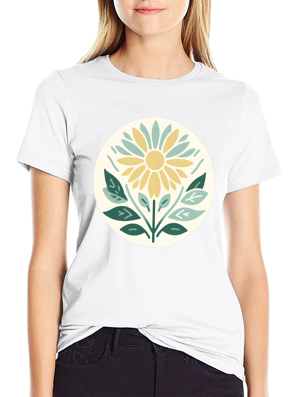 Boho Floral Graphic T-Shirt - Black