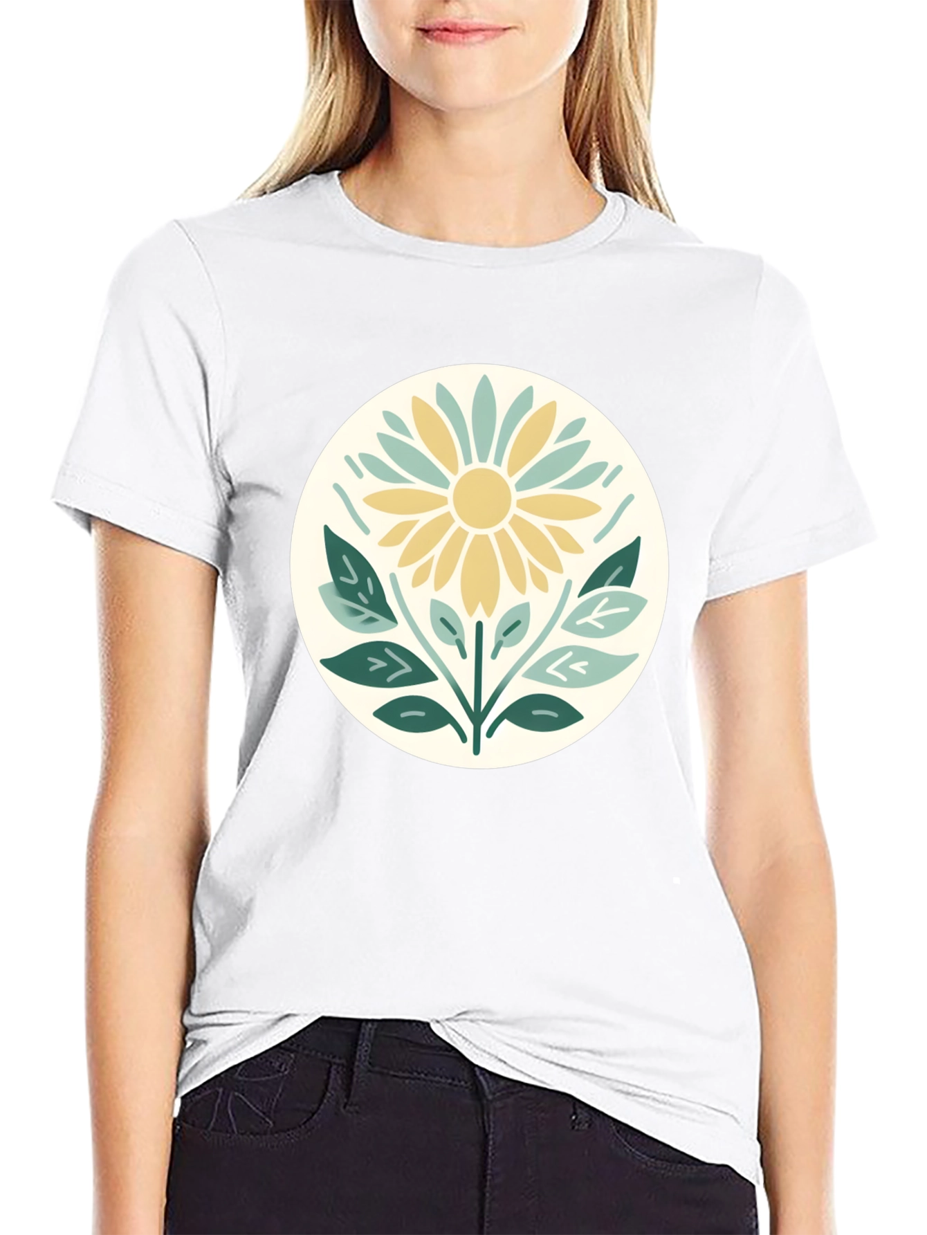 Boho Floral Graphic T-Shirt - Black