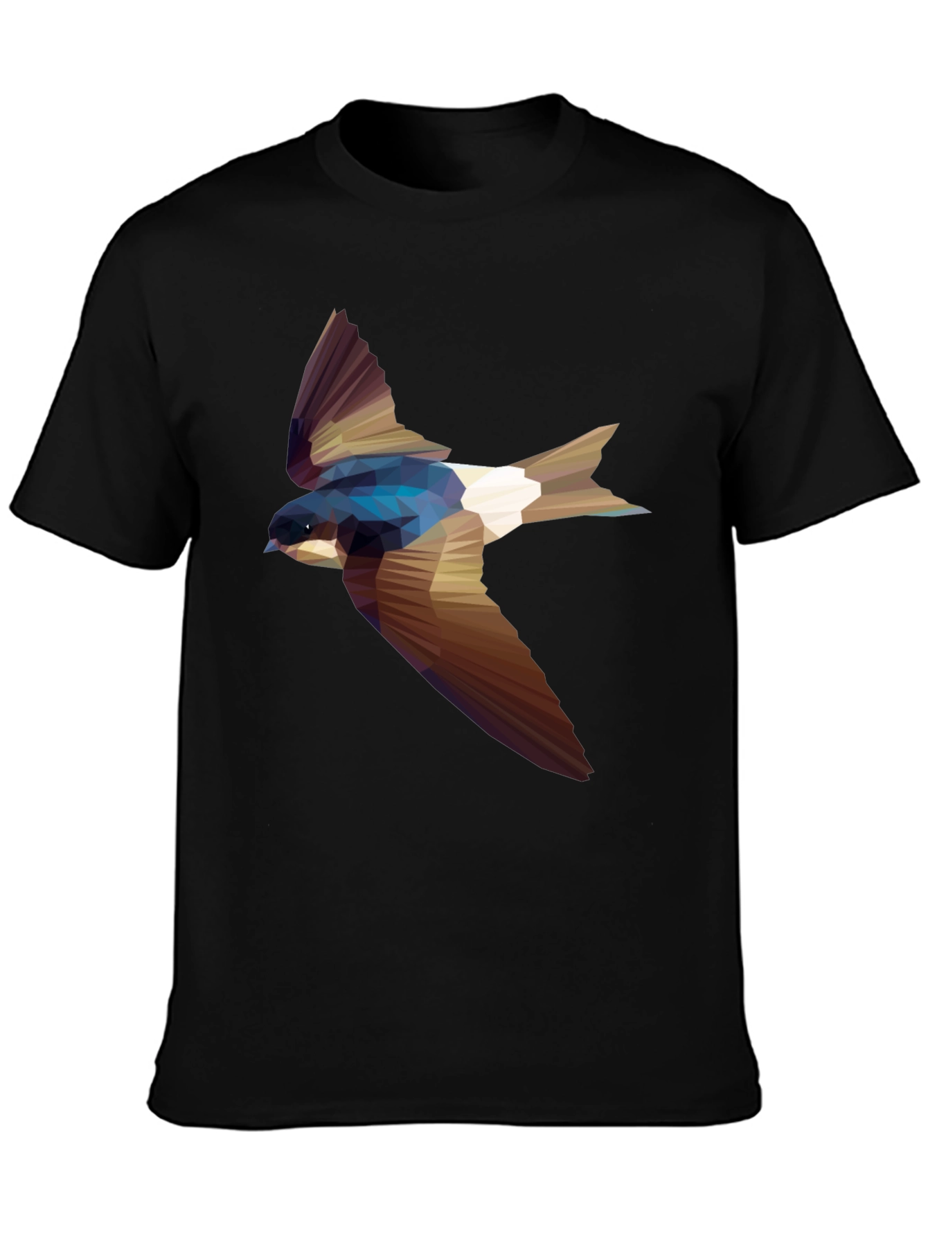 Geometric Swallow Print Black T-Shirt