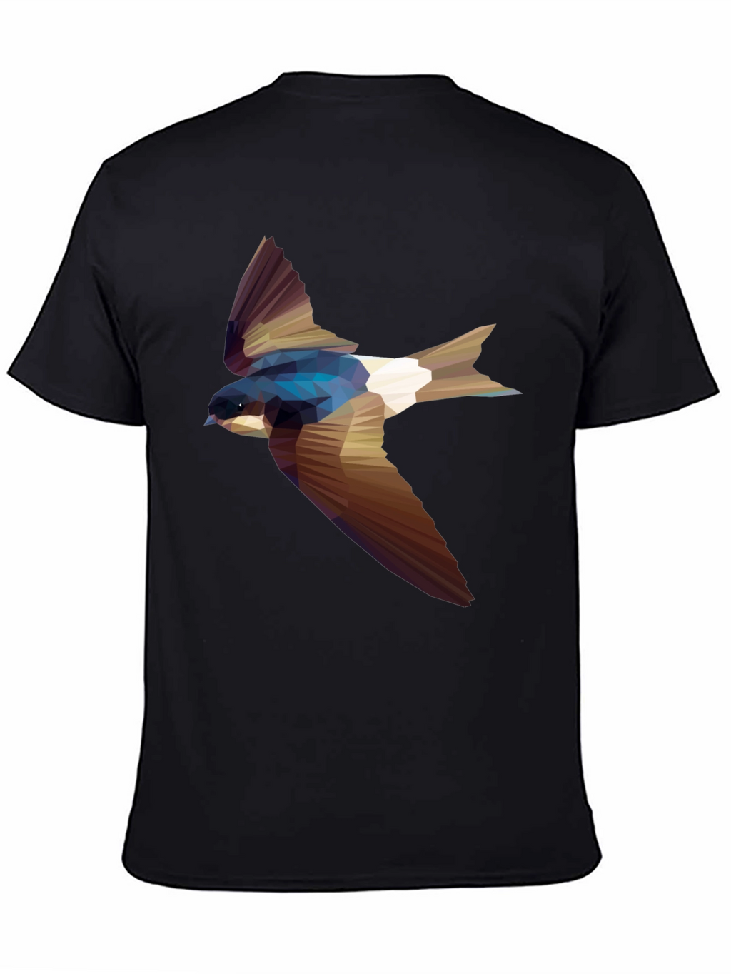 Geometric Swallow Print Black T-Shirt