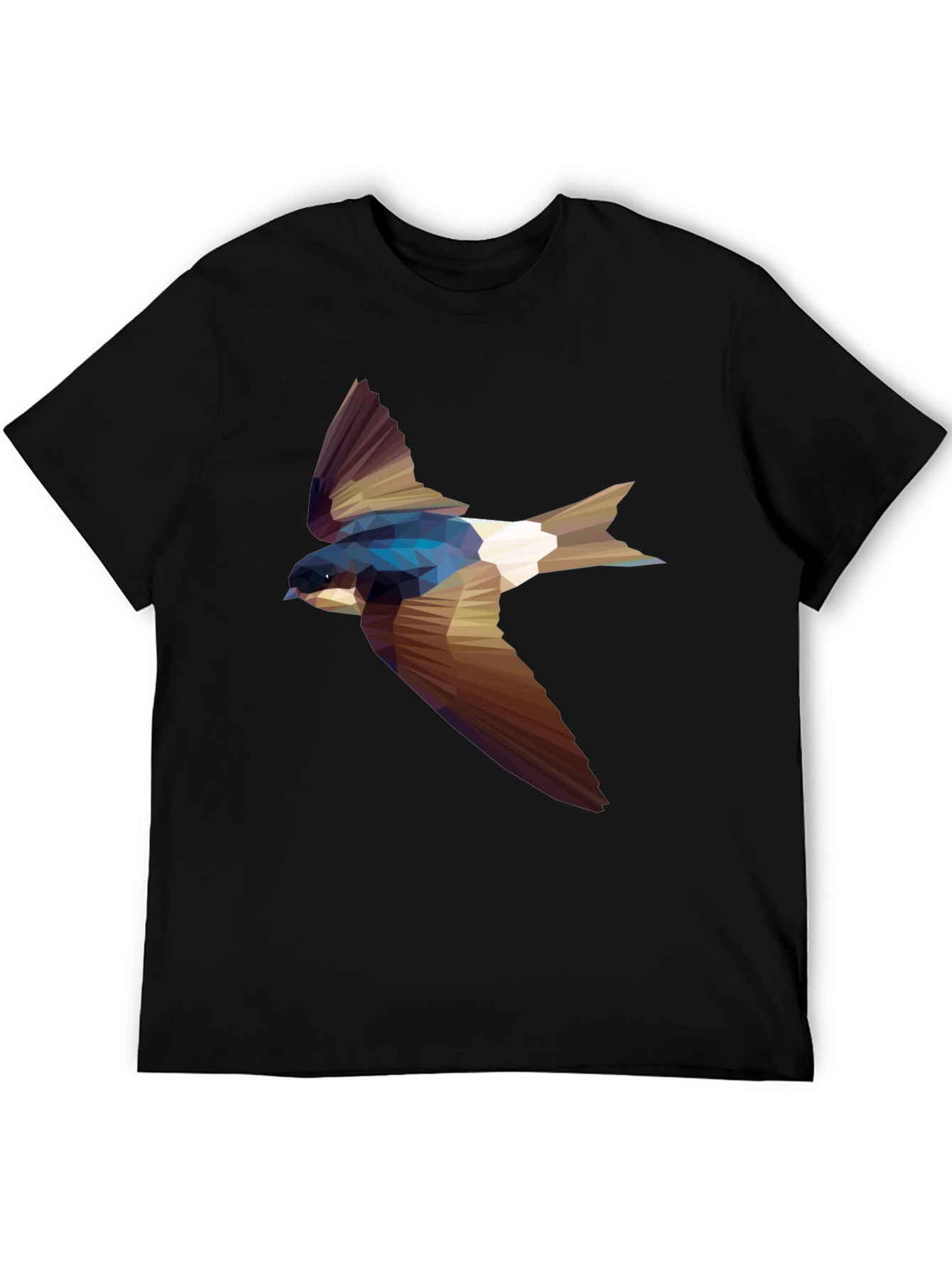 Geometric Swallow Print Black T-Shirt