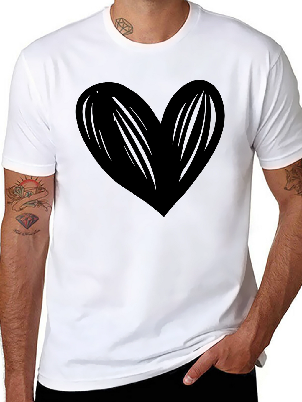 Bold Black Heart Graphic T-Shirt