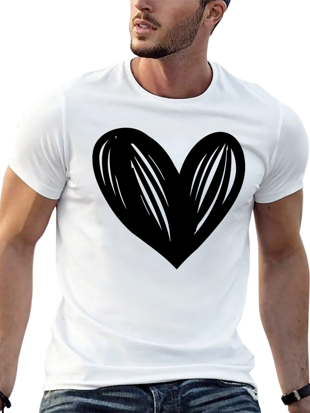 Bold Black Heart Graphic T-Shirt