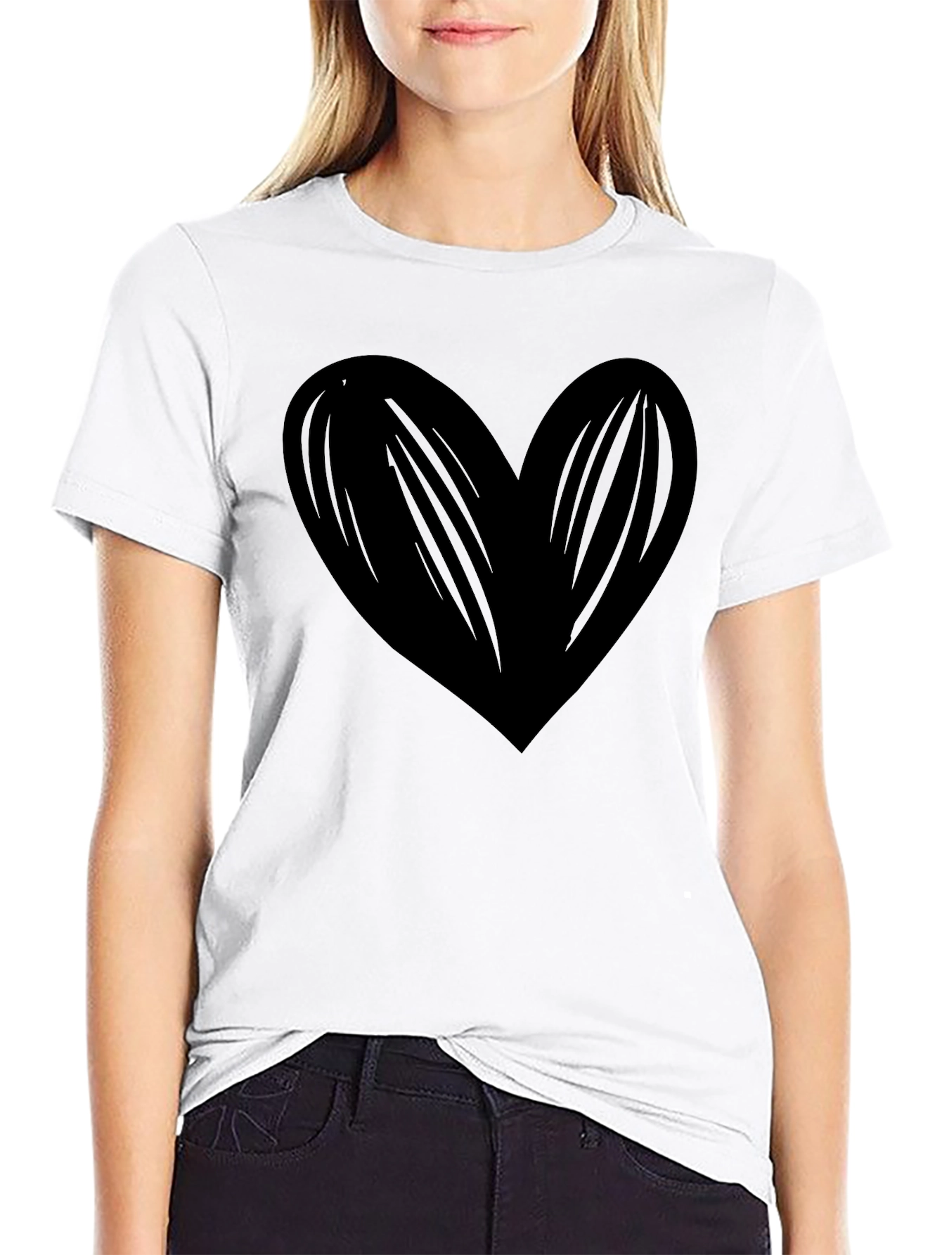 Bold Black Heart Graphic T-Shirt