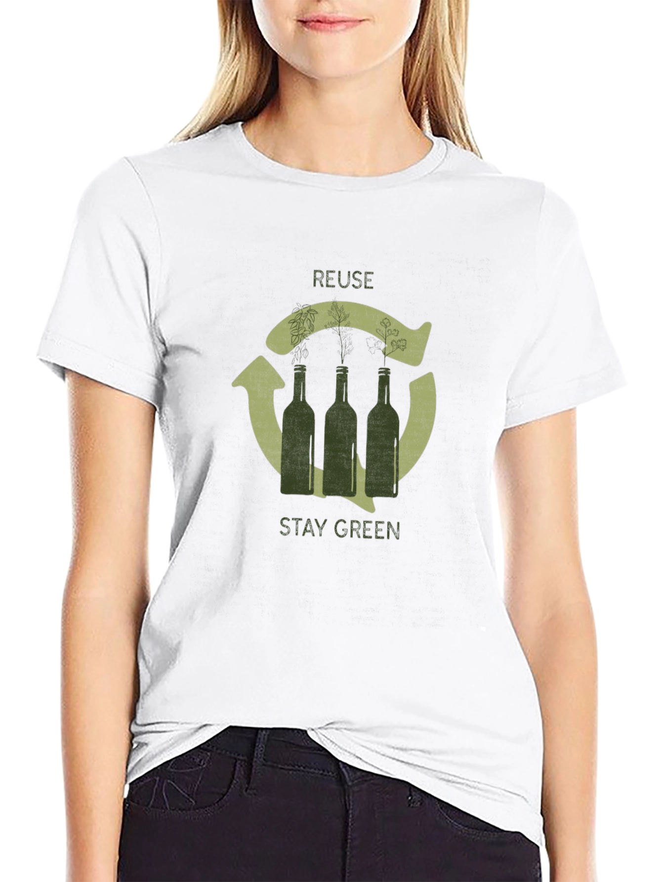 Eco-Friendly Reuse Stay Green Graphic T-Shirt