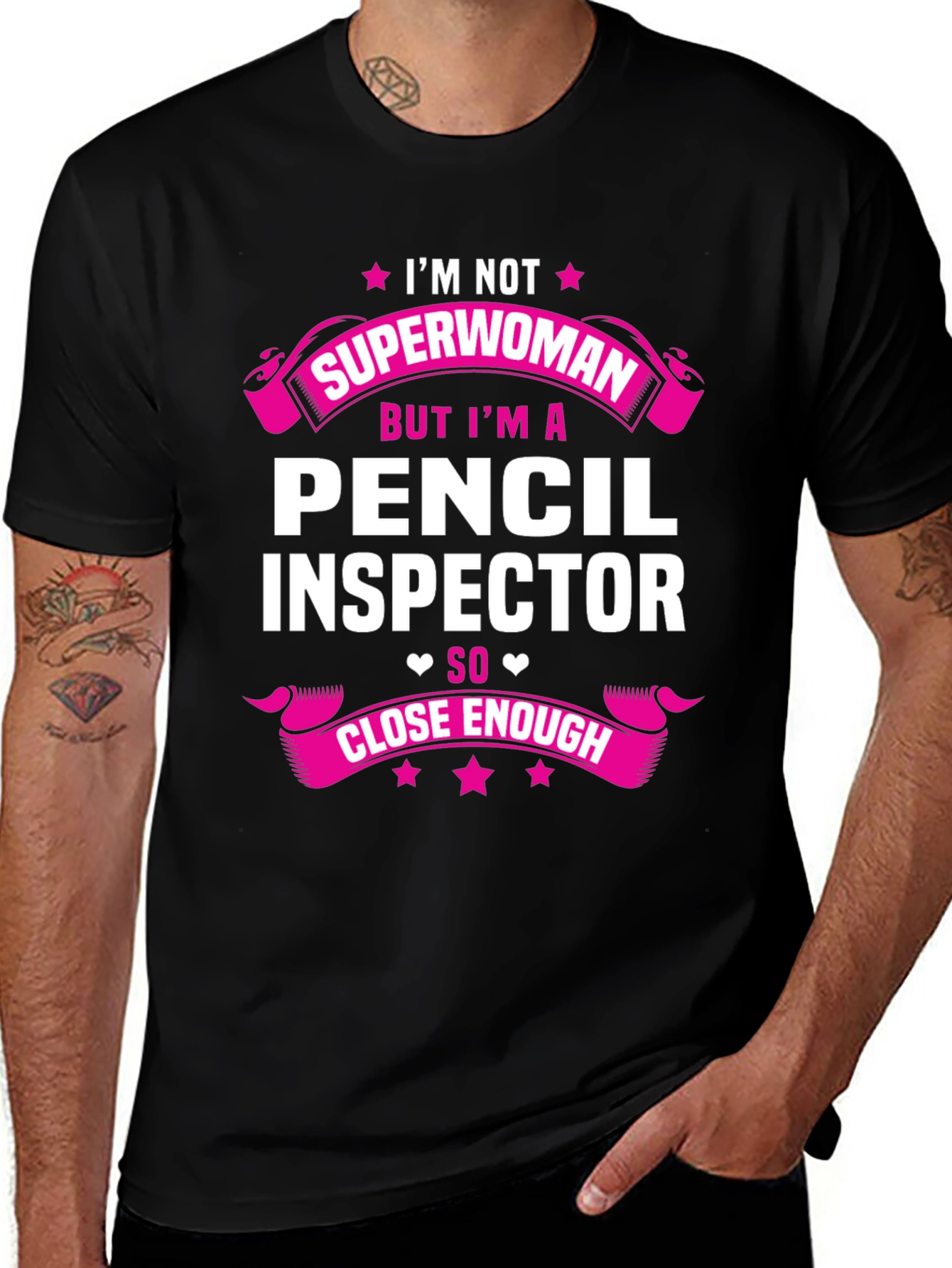 Pencil Inspector T-Shirt - Superwoman Funny Job Tee