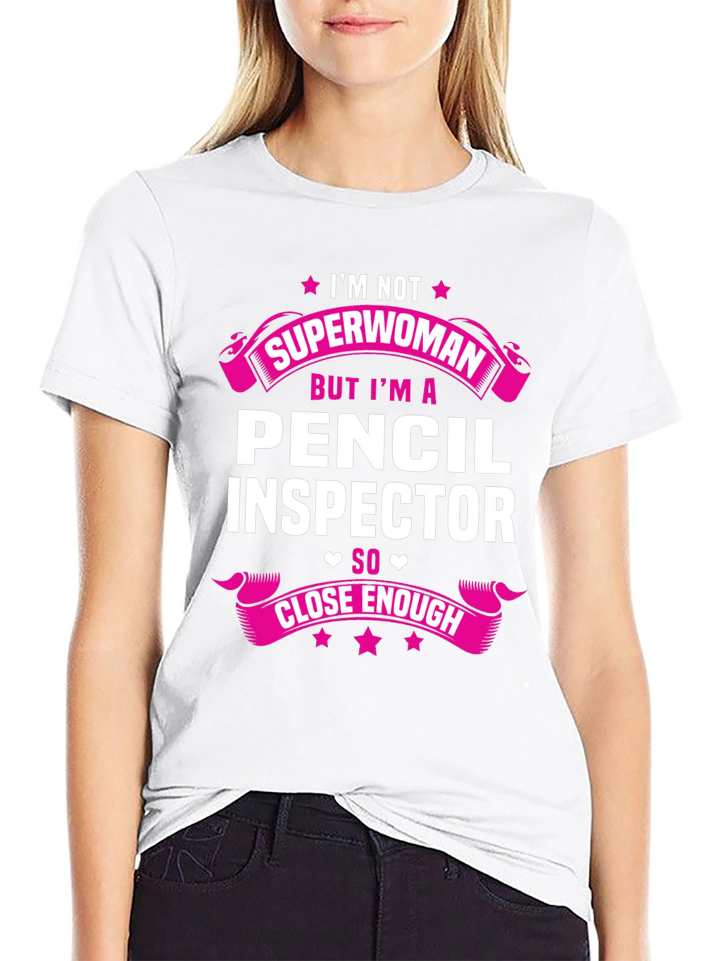 Pencil Inspector T-Shirt - Superwoman Funny Job Tee