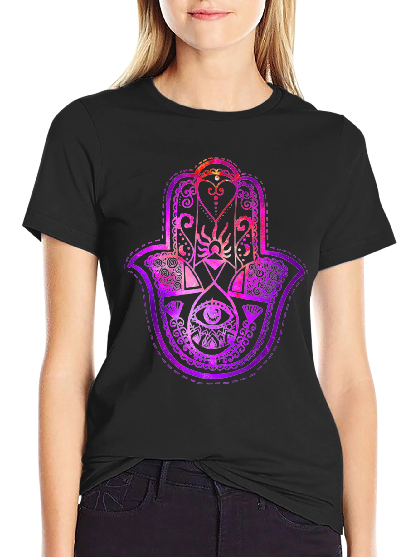 Hamsa Hand Graphic Tee - Spiritual Protection T-Shirt