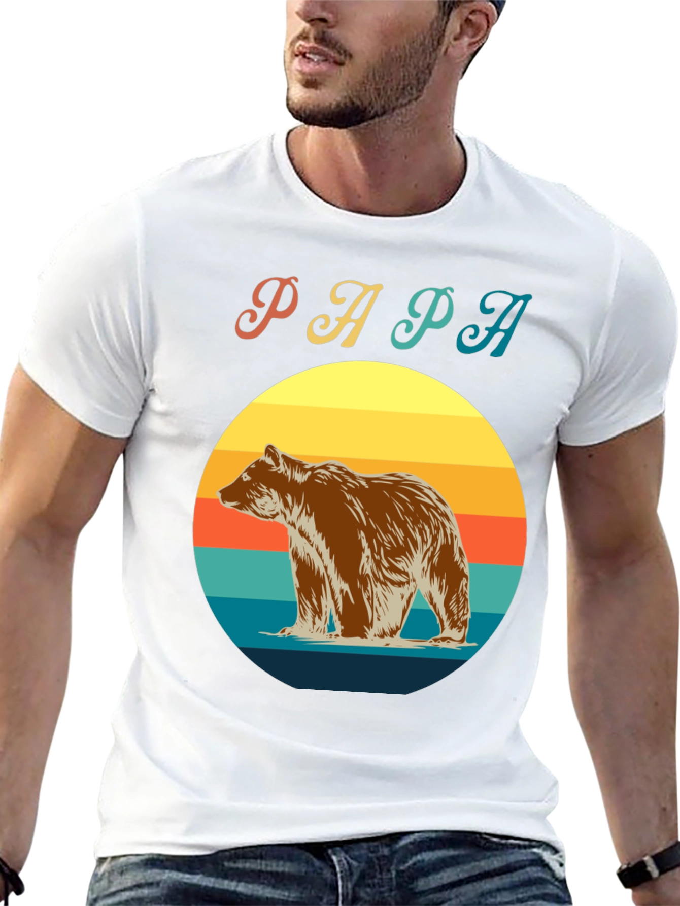 Papa Bear Retro Sunset T-Shirt