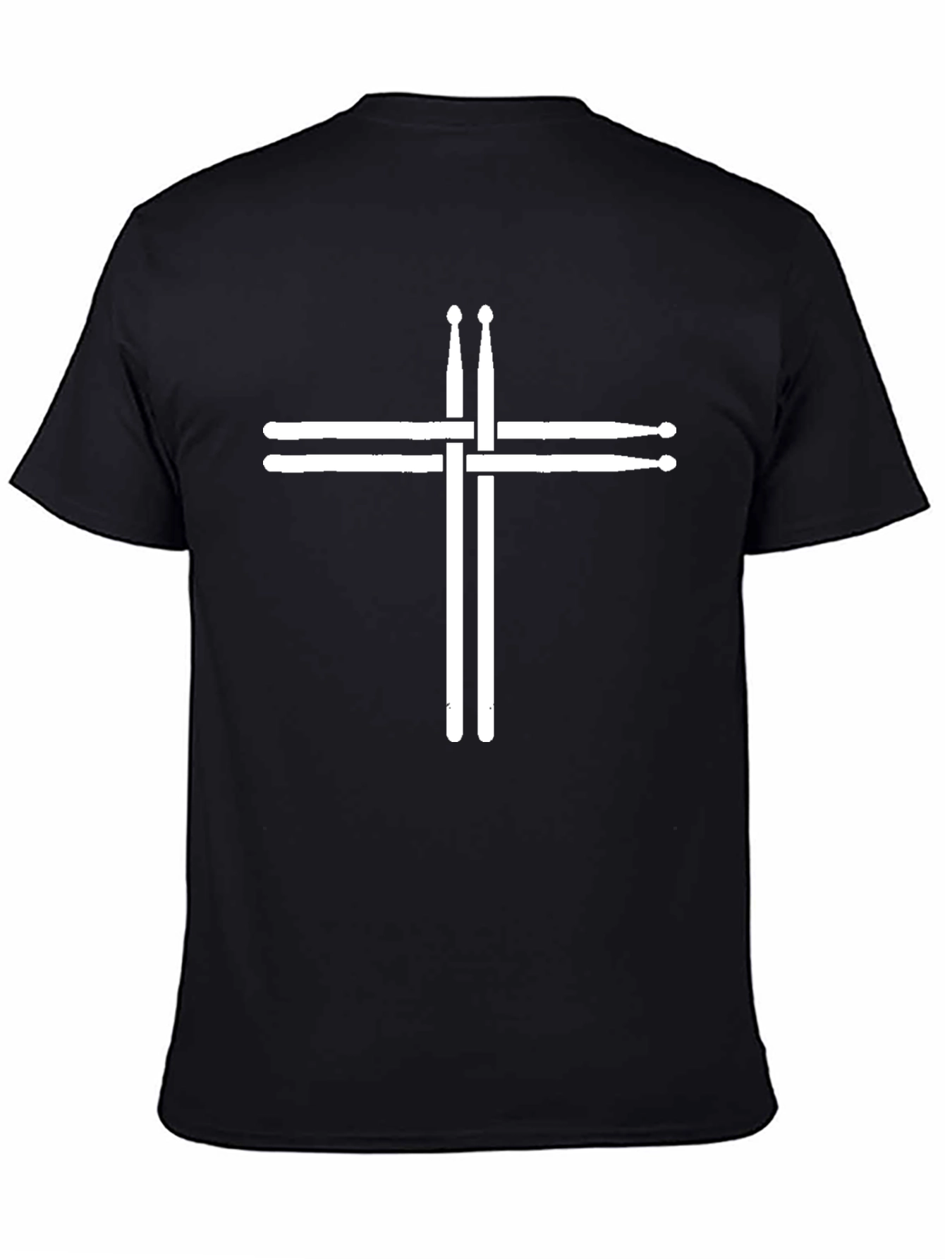 Drum Sticks Cross Graphic Tee - Black Cotton T-Shirt