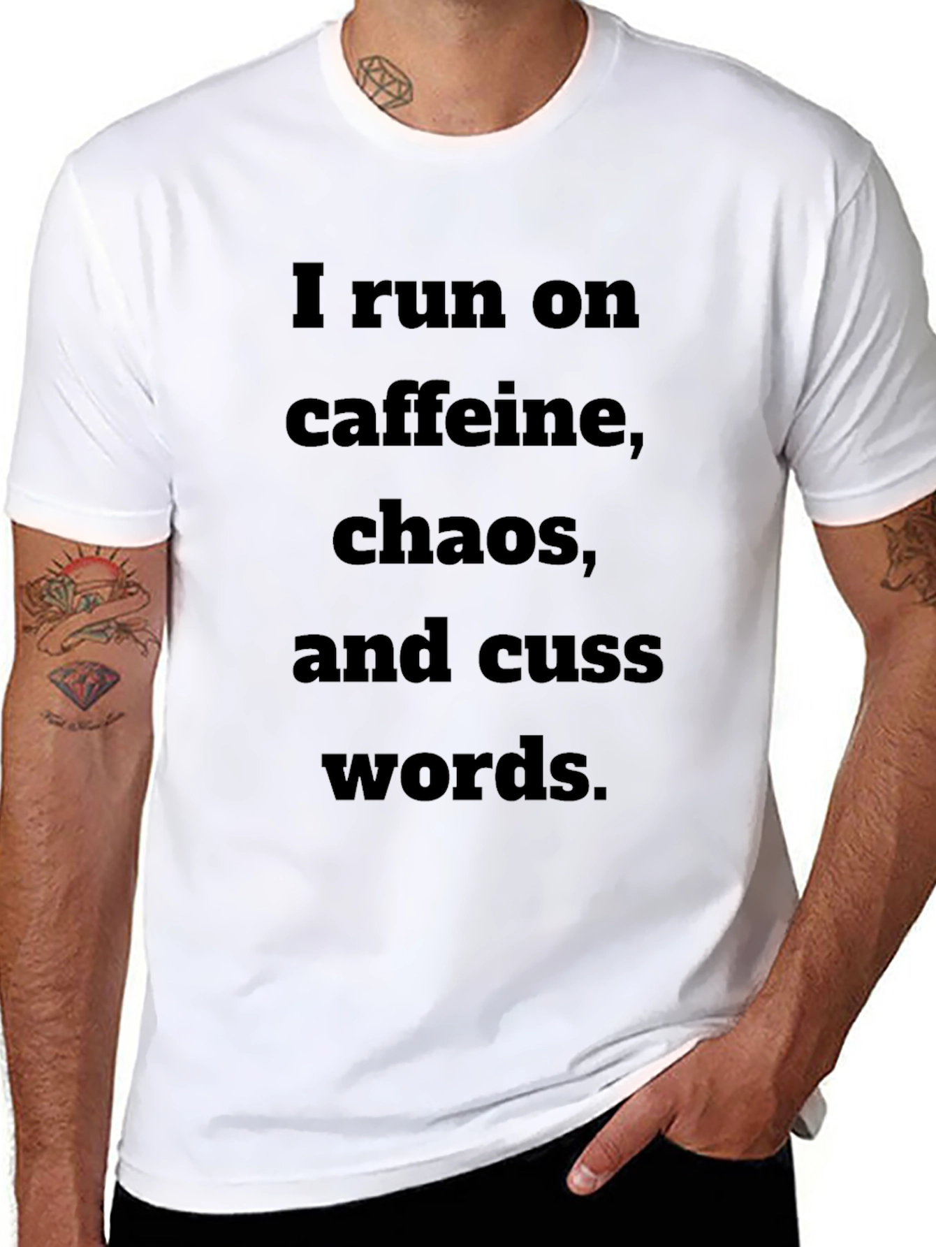 Caffeine Chaos Cuss Words T-Shirt