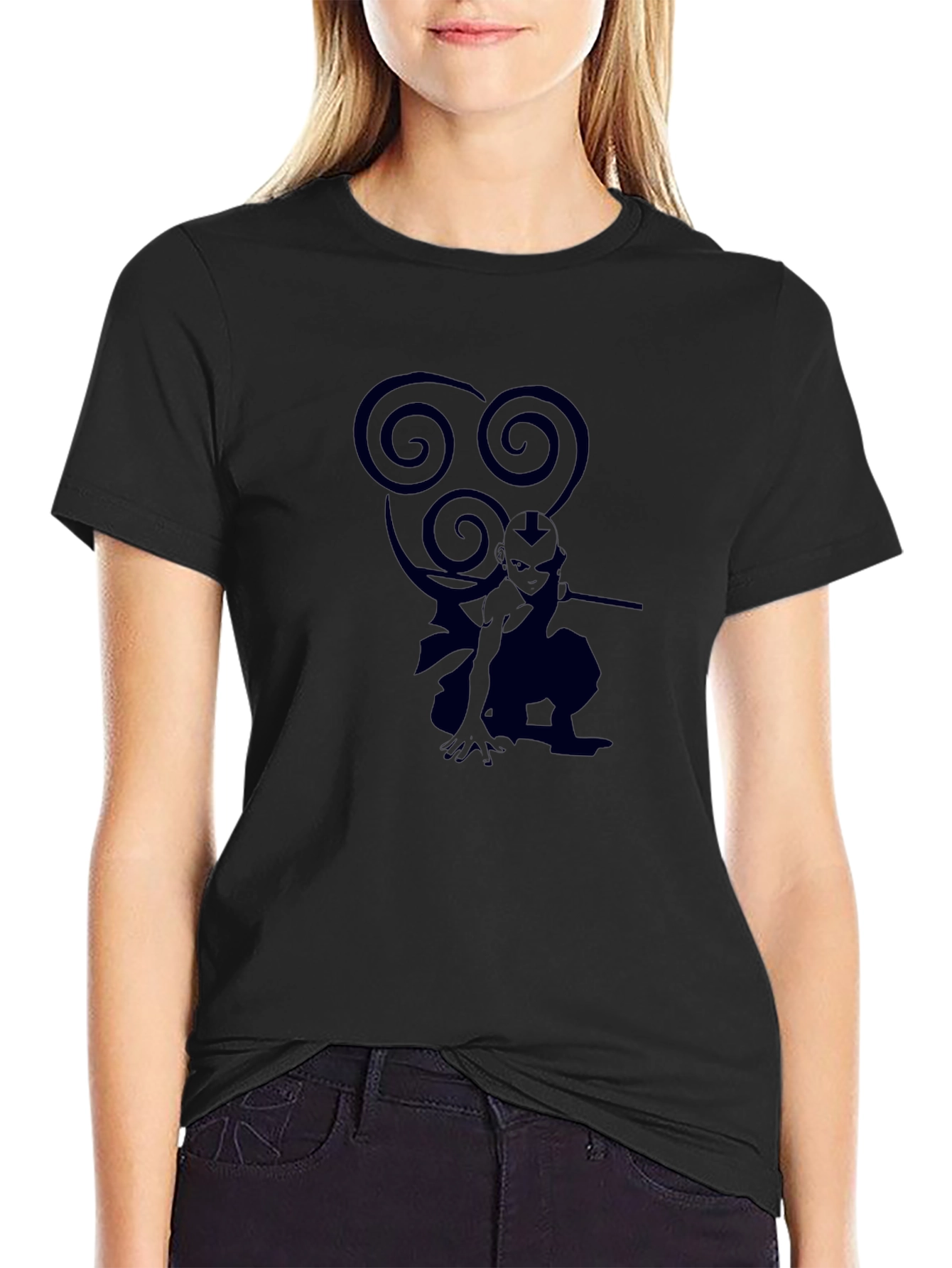 Avatar Aang Graphic Tee - Black Cotton T-Shirt