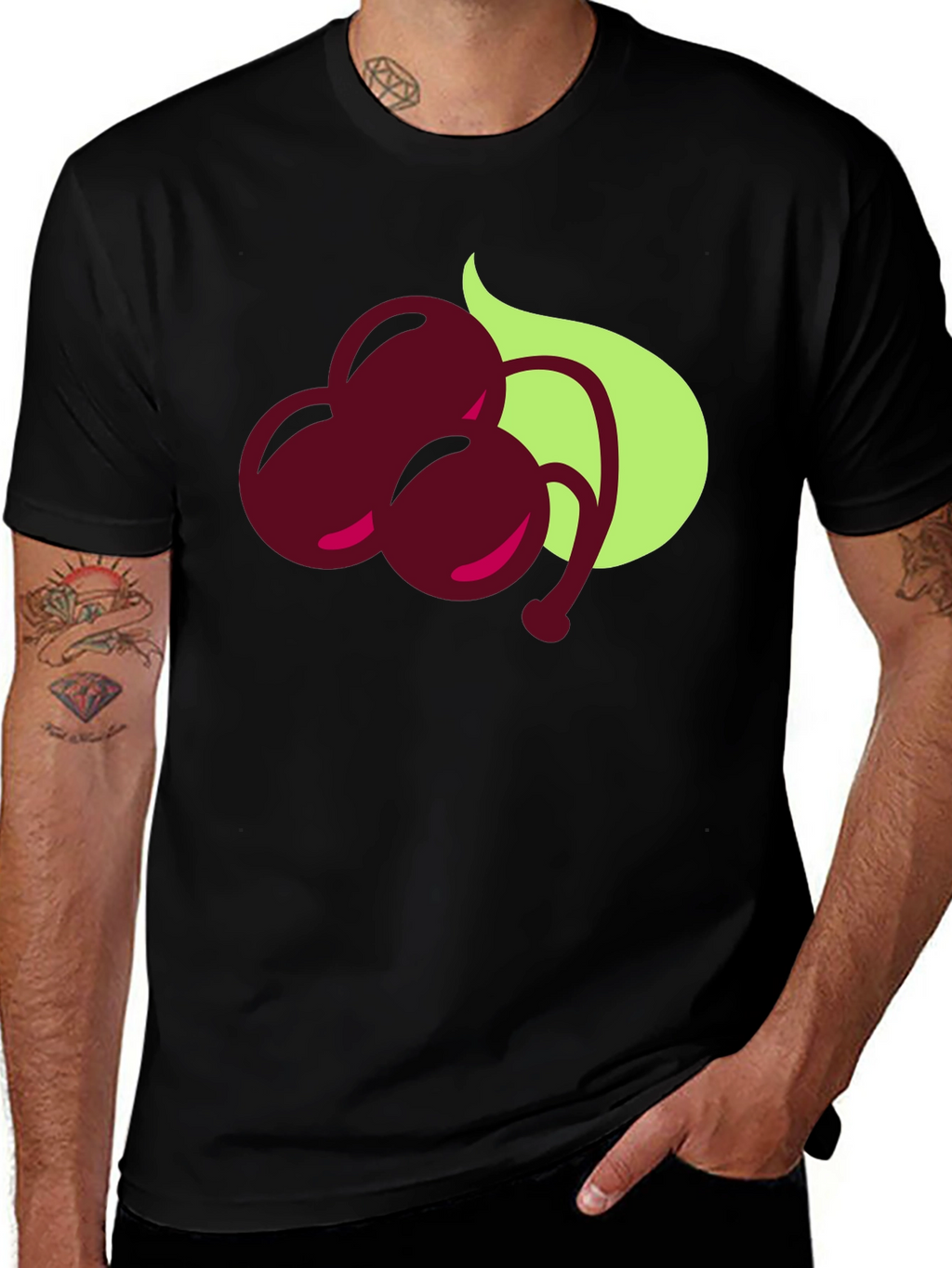 Cherry Graphic Black T-Shirt
