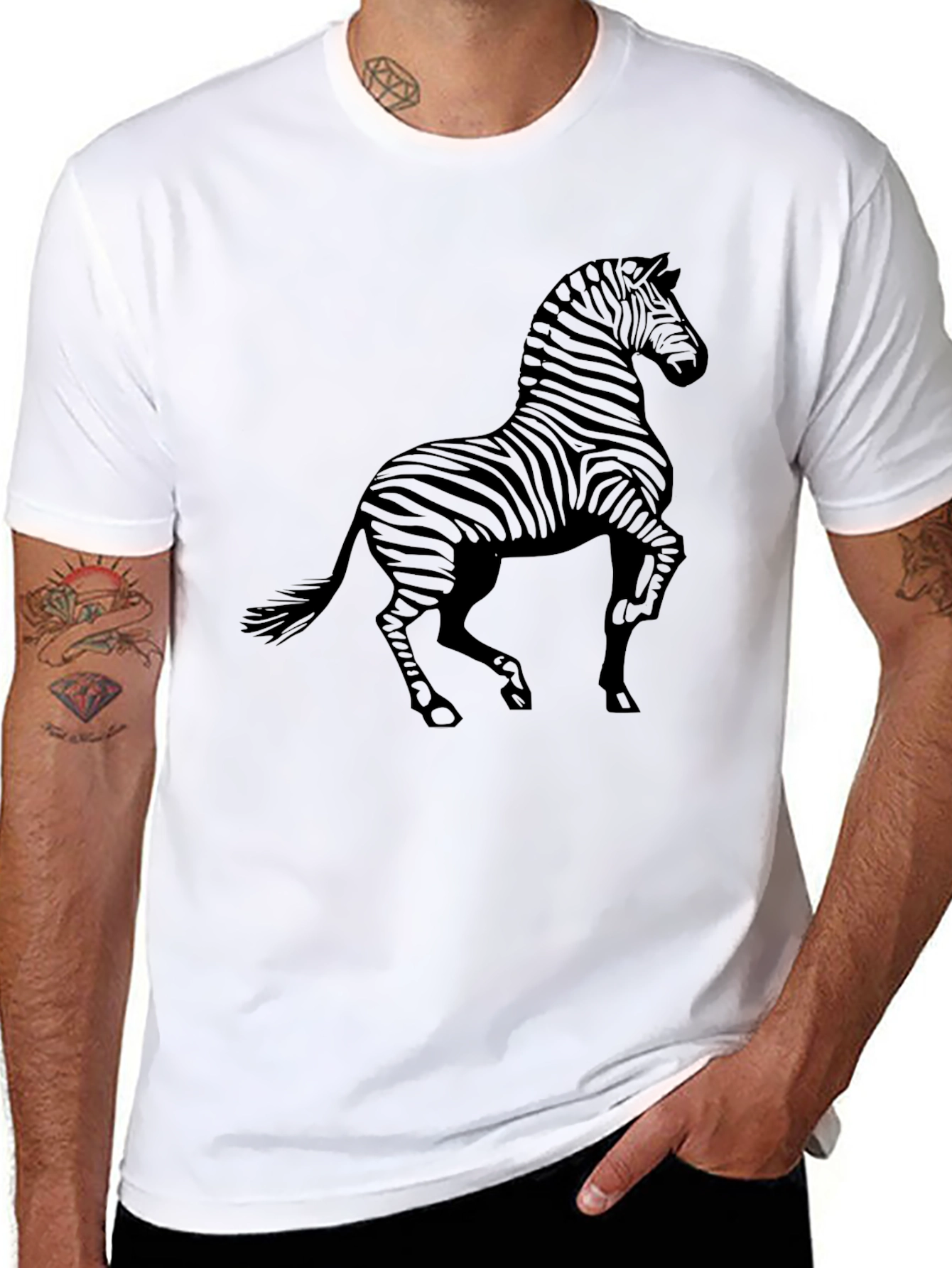 Zebra Graphic Print Black T-Shirt