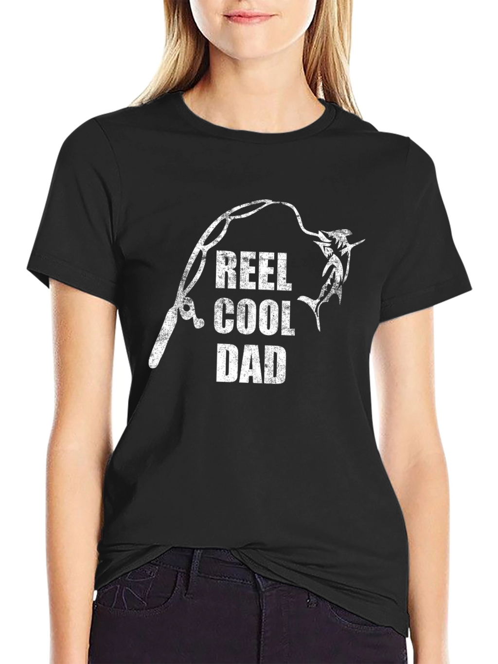 Reel Cool Dad Black Graphic Tee